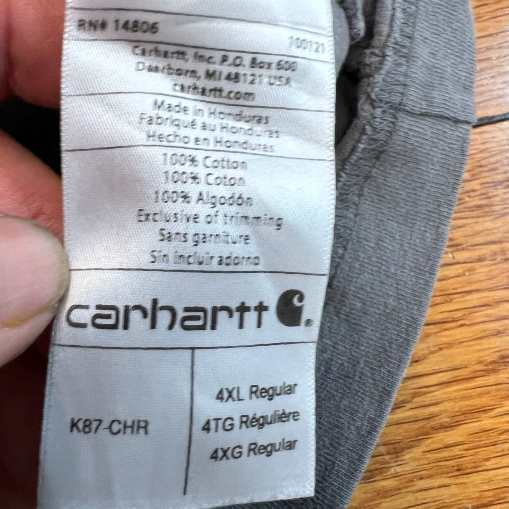 Carhartt VINTAGE Carhartt Original Fit K87 Pocket T Shirt Mens 4XL Gray Distressed Size US XXL / EU 58 / 5 - 6 Thumbnail