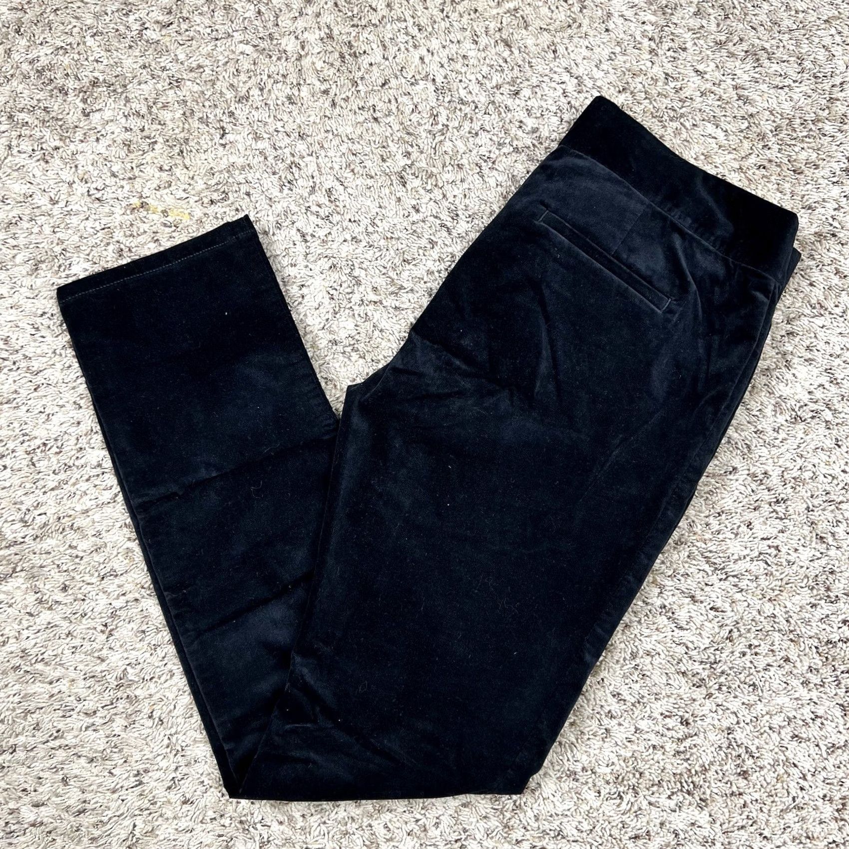 Ann Taylor VINTAGE? NO - but original: Ann Taylor Loft Black Velvet Marisa Skinny Leg Pants Stretch Fit Womens 8 Dress Pants Slim Front Pockets 30in Inseam Size 30" / US 8 / IT 44 - 4 Thumbnail
