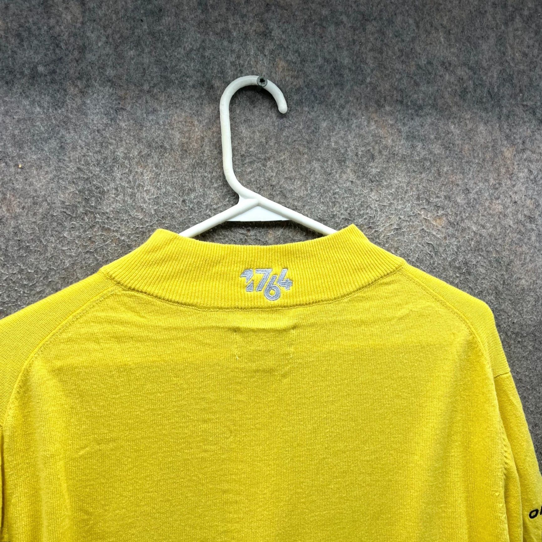 Vintage Graham Luxe Pullover Sweater Men M Yellow Embroidered Zipper Mock Neck Knit Cotton Long Sleeve Water: None Size US M / EU 48-50 / 2 - 6 Thumbnail
