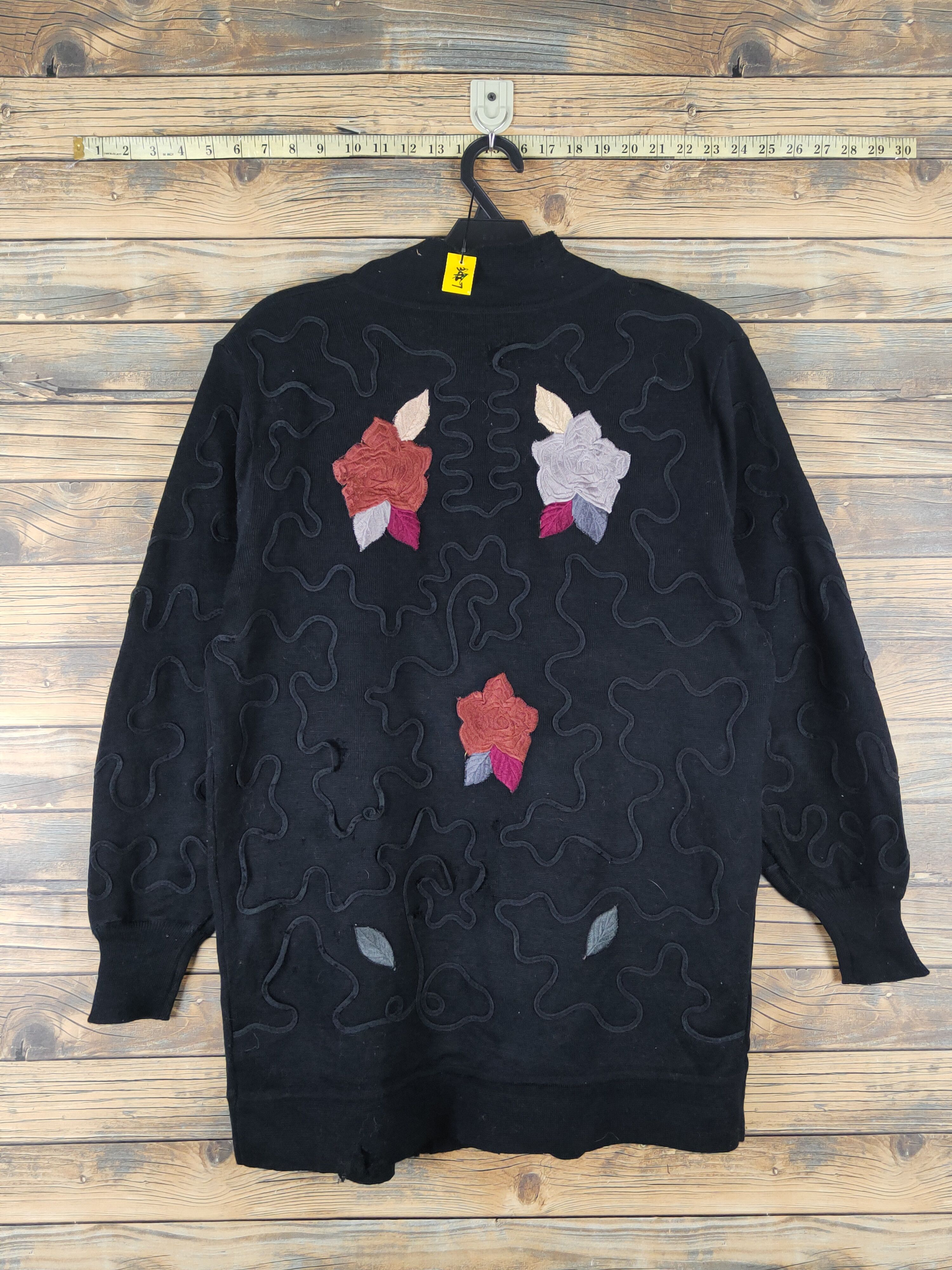 Vintage Japan ripped vintage Black Knitwear art Cardigan #W161628 Size L / US 10 / IT 46 - 10 Thumbnail