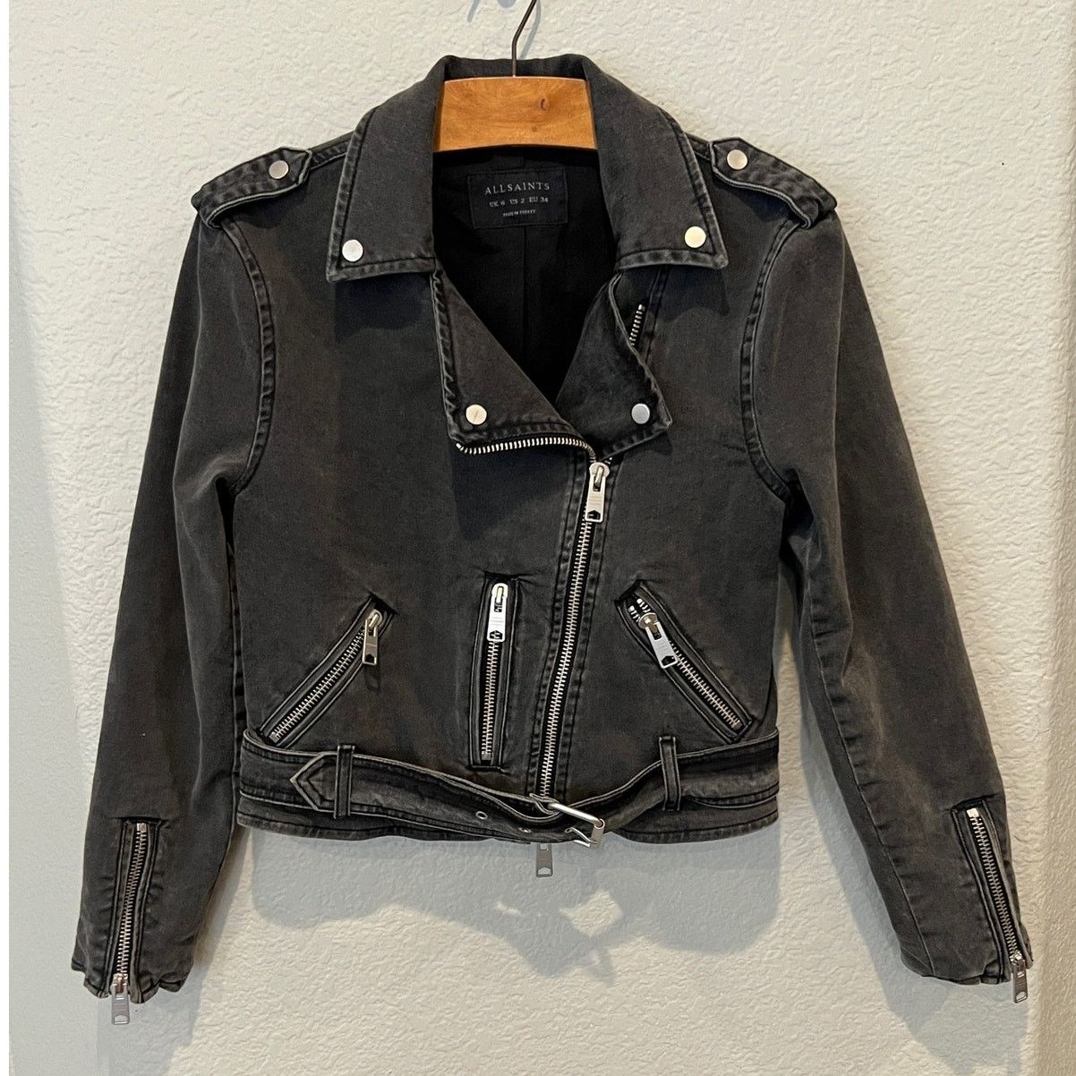 Allsaints AllSaints Balfern Denim Biker Jacket Size US/2 Size XS / US 0-2 / IT 36-38 - 15 Thumbnail