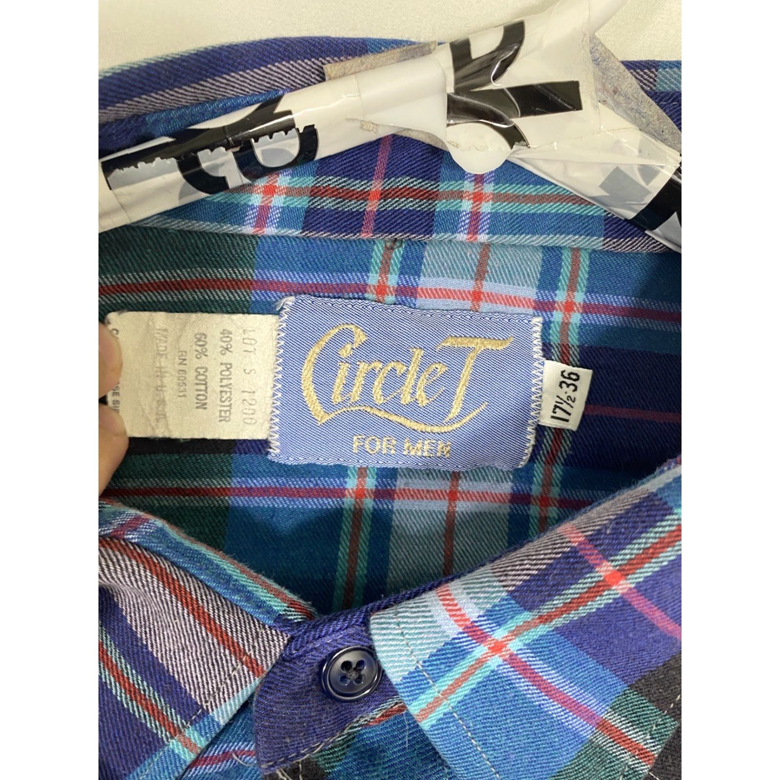 Vintage VINTAGE Circle T Mens 17.5 36 Western Blue Plaid Pearl Snap Button Up Shirt Men XS-XL? Size US XXL / EU 58 / 5 - 4 Thumbnail
