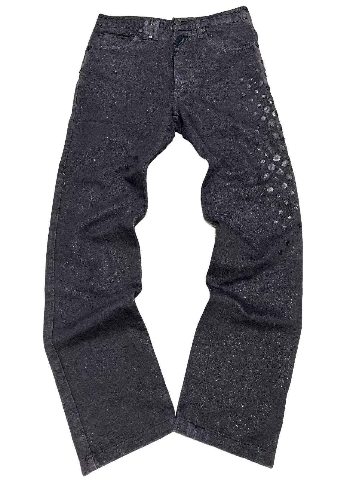 image of F/w 1995 John Galliano Waxed Studded Denim Jeans in Black, Men's (Size 31)