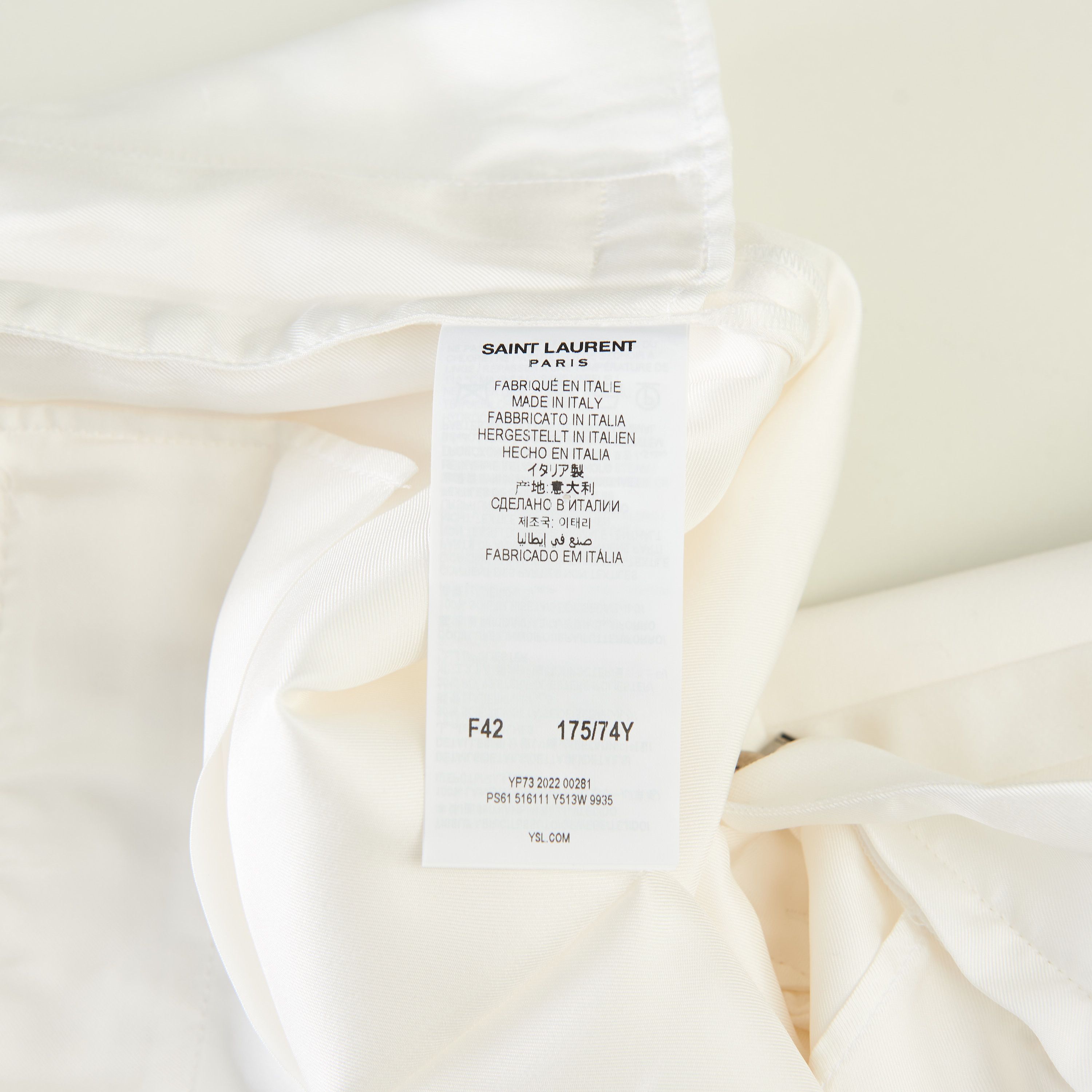 Saint Laurent Paris Tuxedo Pants In Grain De Poudre Wool With Satin Stripe Size 30" / US 8 / IT 44 - 12 Thumbnail