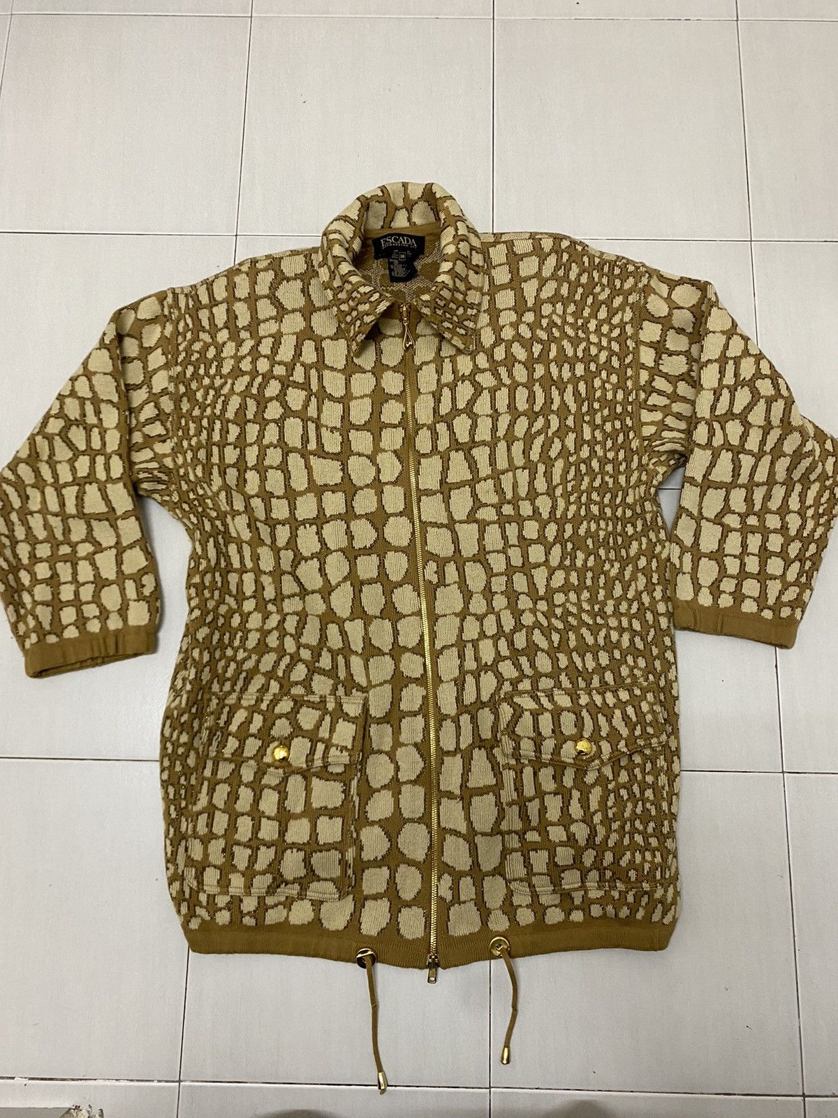 image of Vintage Escada Margaretha Ley Sweatshirt Jacket Leopard Prin in Leopard Print, Women's
