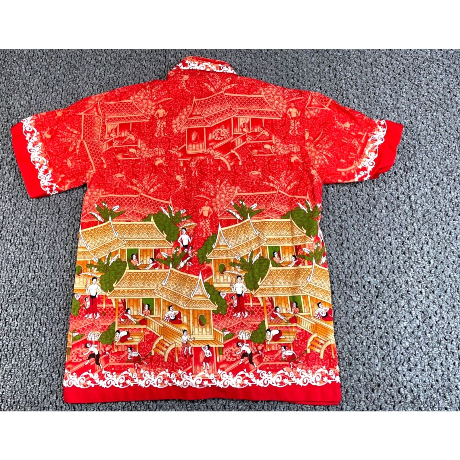 Vintage VINTAGE Ancient Japan Geometric Pattern Shirt Adult Large Red Button-Up Opal Tag Retro Mens Size US L / EU 52-54 / 3 - 2 Thumbnail