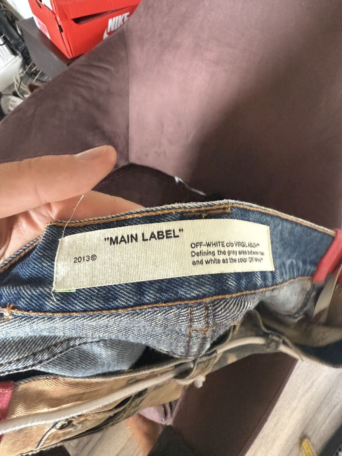 Off-White Bleached Side Stripe Jeans with Rope Belt Size US 31 - 16 Thumbnail