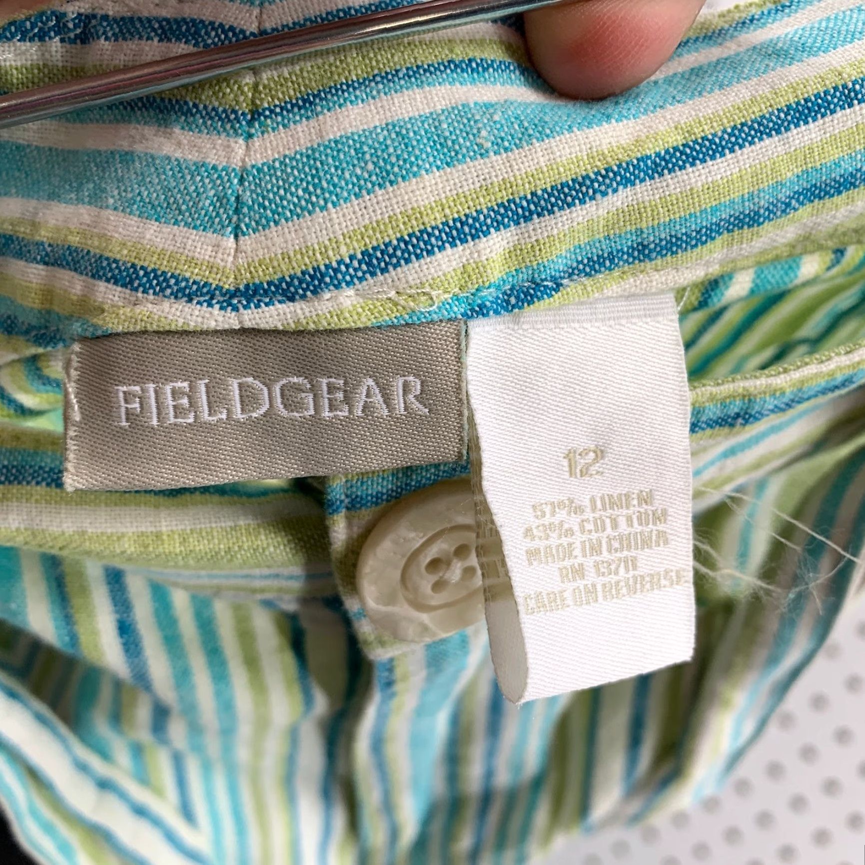 Vintage Fieldgear Linen Pants Womens 12 Green Wide Leg Drawstring Cotton Blend Casual Cropped 24in Inseam Size 34" / US 12 / IT 48 - 3 Thumbnail