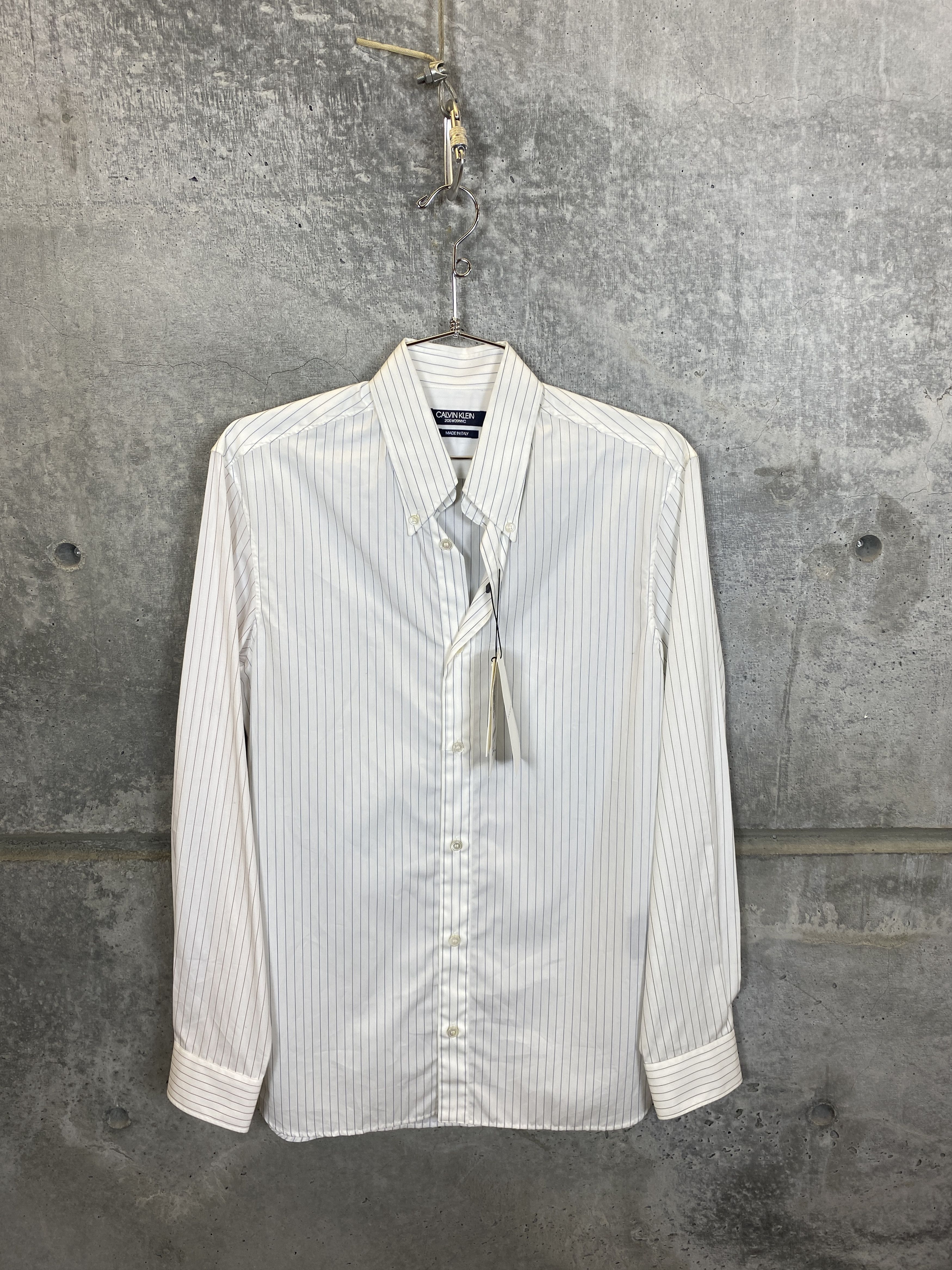 Pre-owned Calvin Klein 205w39nyc $695 Calvin Klein X Raf Simons Pinstripe Button Down In Multi
