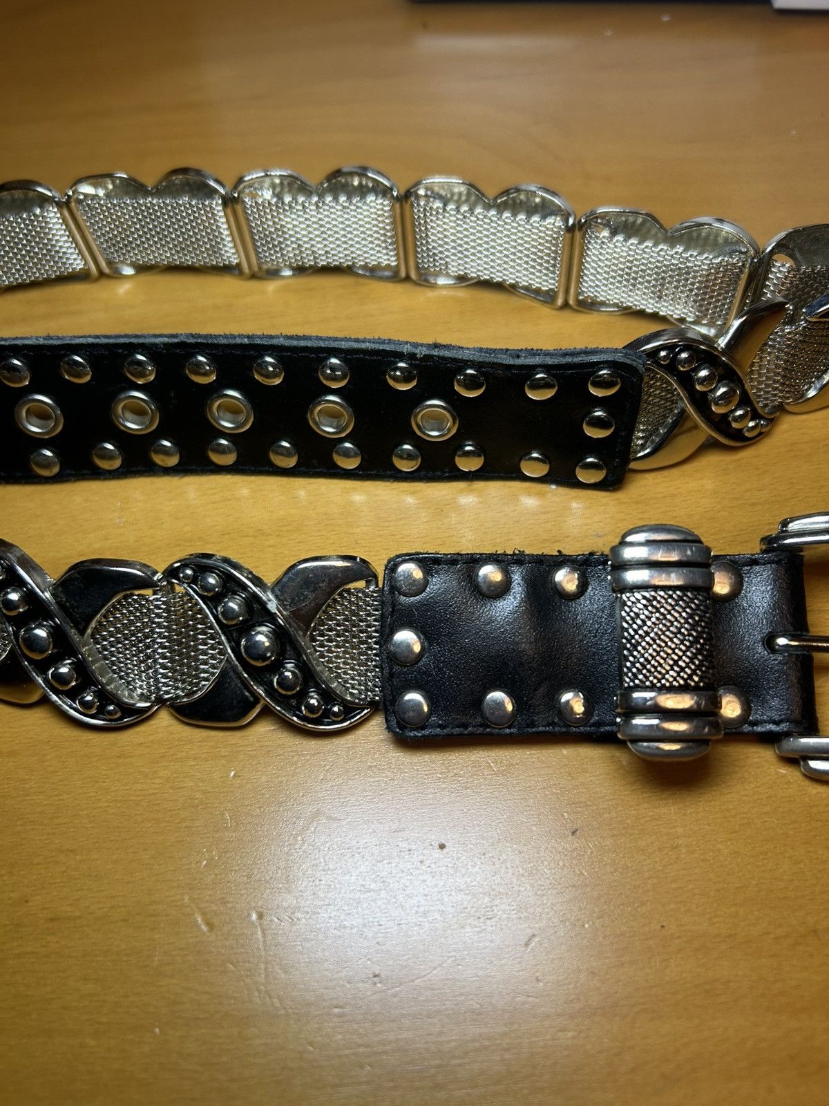 Vintage Vintage Nanni genuine leather “xxx” studded chainmail belt Size ONE SIZE - 4 Thumbnail