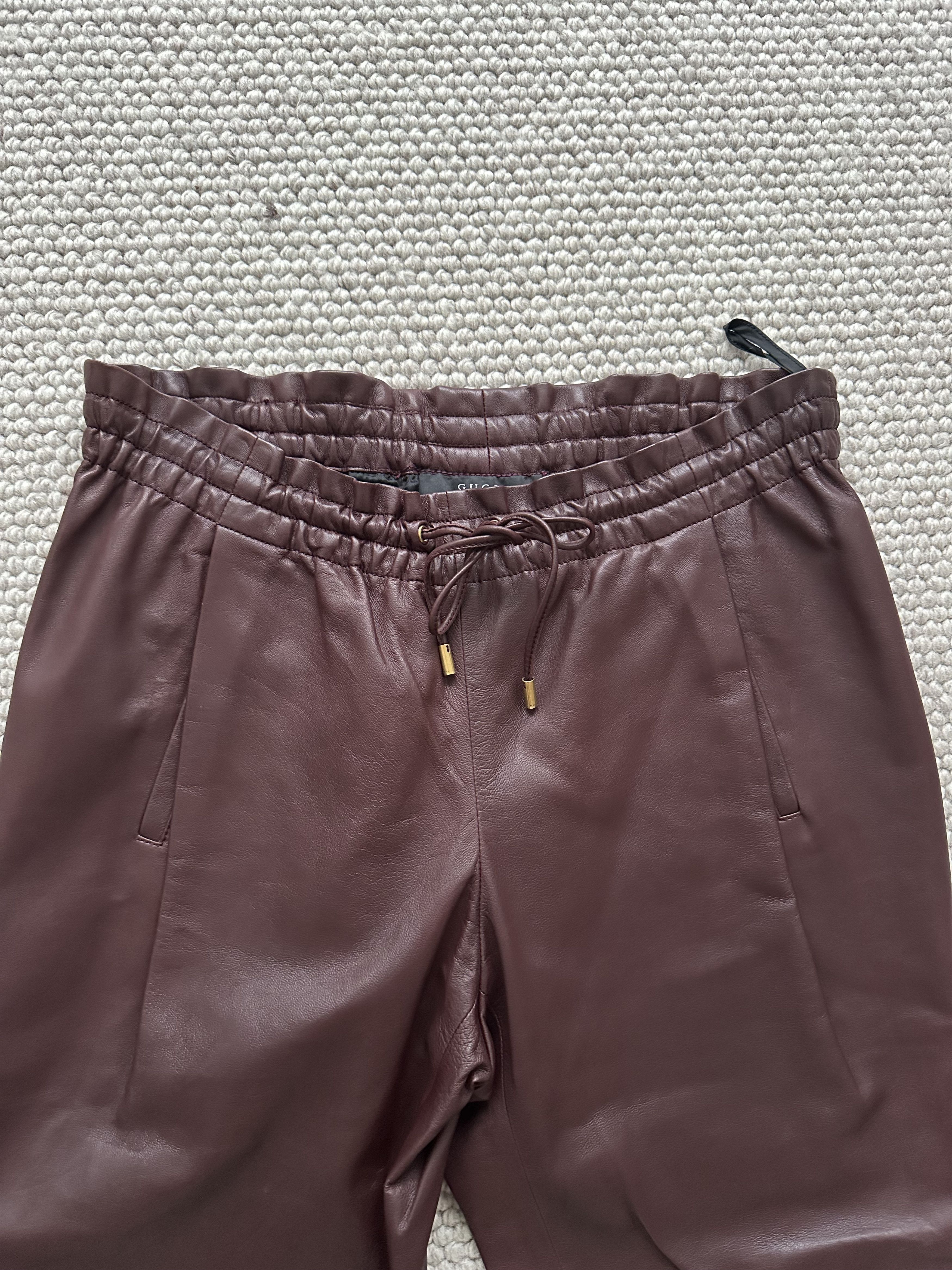 Gucci GUCCI lined burgundy / maroon brown soft leather pants Size 27" / US 4 / IT 40 - 7 Thumbnail