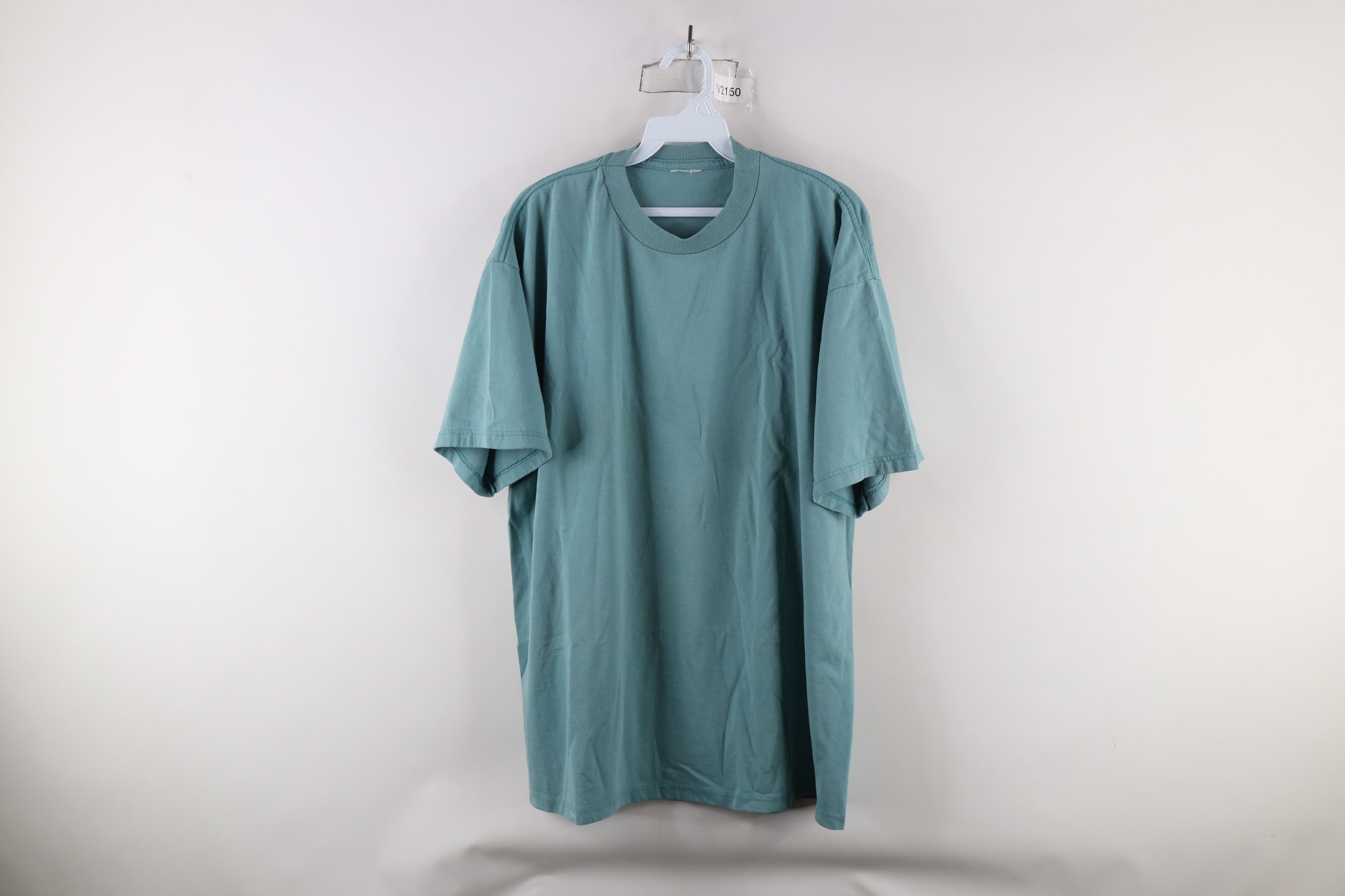 Vintage Vintage 90s Streetwear Blank Short Sleeve T-Shirt Teal Size US XL / EU 56 / 4 - 1 Thumbnail