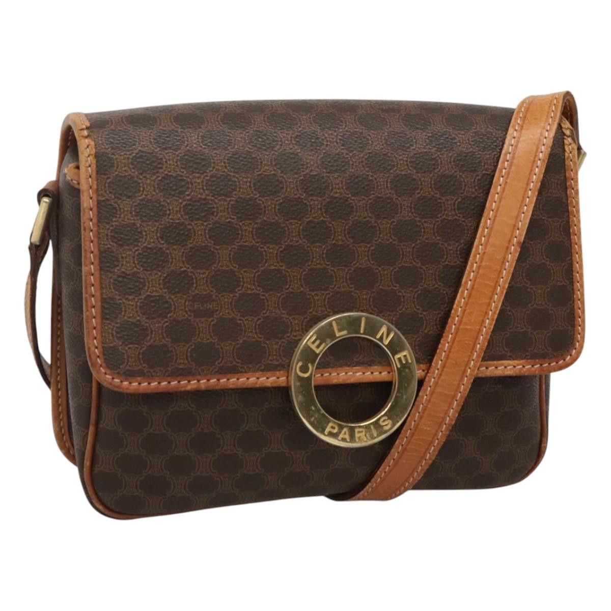 Celine CELINE Macadam Canvas Shoulder Bag Pvc Leather Brown Gold Size ONE SIZE - 1 Thumbnail