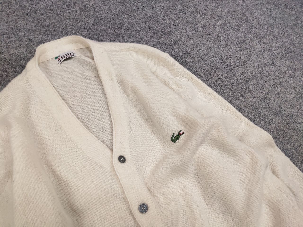 Lacoste Rare Vintage 90's Izod Lacoste Logo Beige cardigan Sweater Size US M / EU 48-50 / 2 - 11 Thumbnail