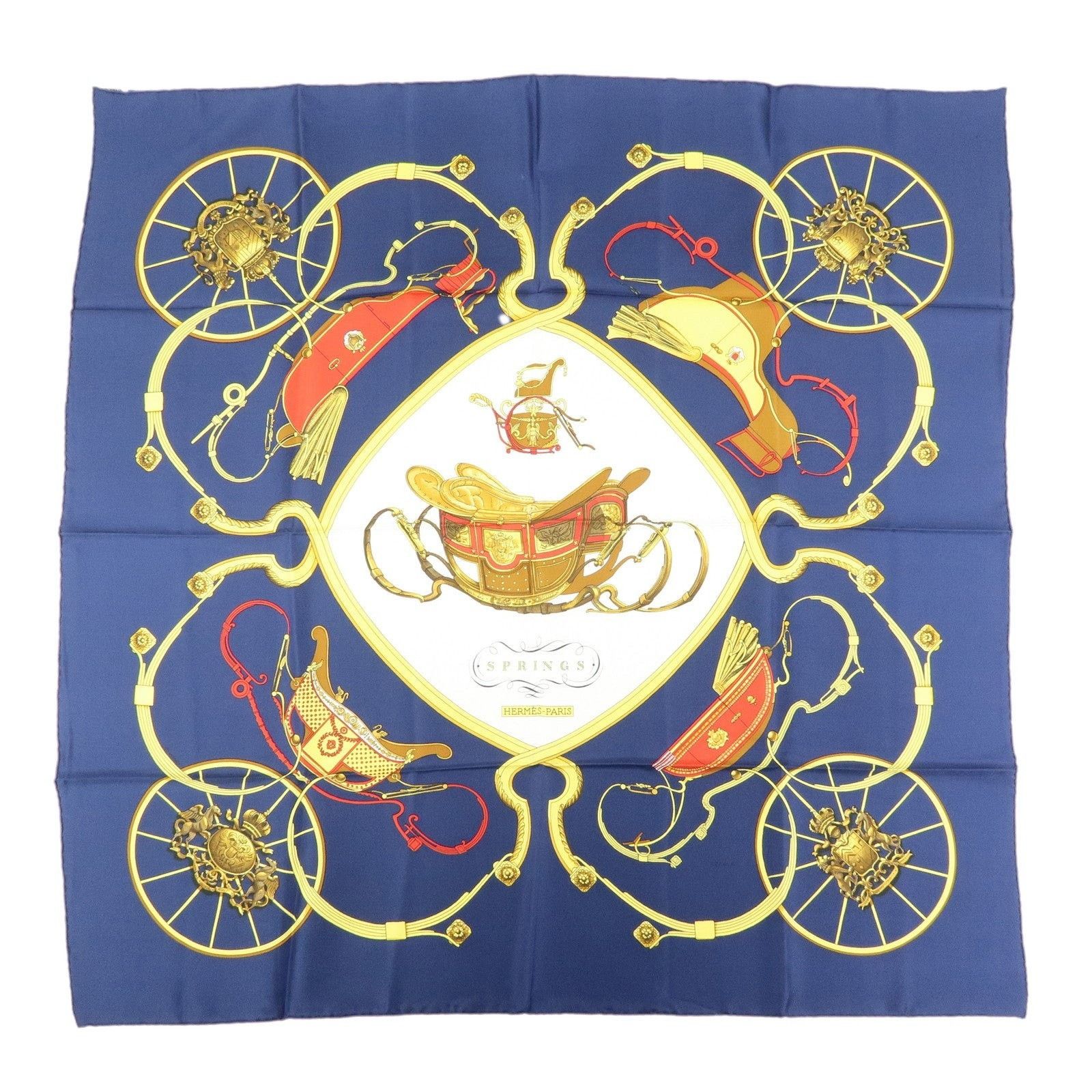 Hermes Hermes Springs Carre 90 Silk Scarf Navy Size ONE SIZE - 1 Thumbnail