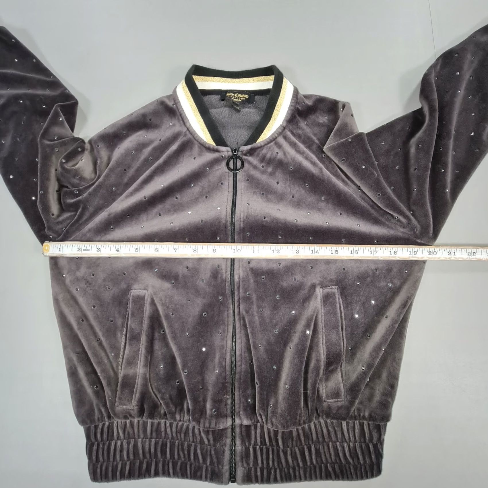 Juicy Couture VINTAGE Juicy Couture Tracksuit Set Grey Small Jacket & Pants Velvet Rhinestones Size 28" / US 6 / IT 42 - 7 Thumbnail