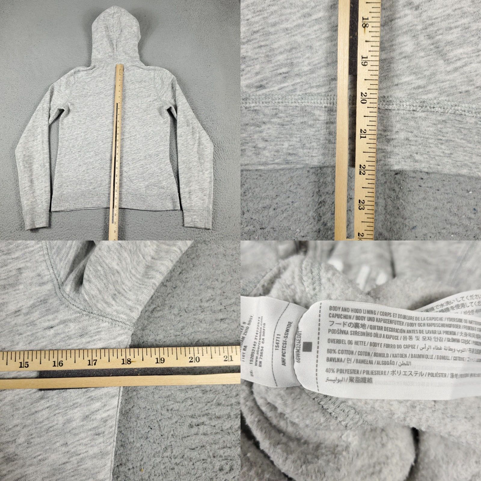 Abercrombie & Fitch Abercrombie & Fitch Full Zip Hoodie Sweater Womens Medium Gray Cotton Blend Size M / US 6-8 / IT 42-44 - 8 Thumbnail