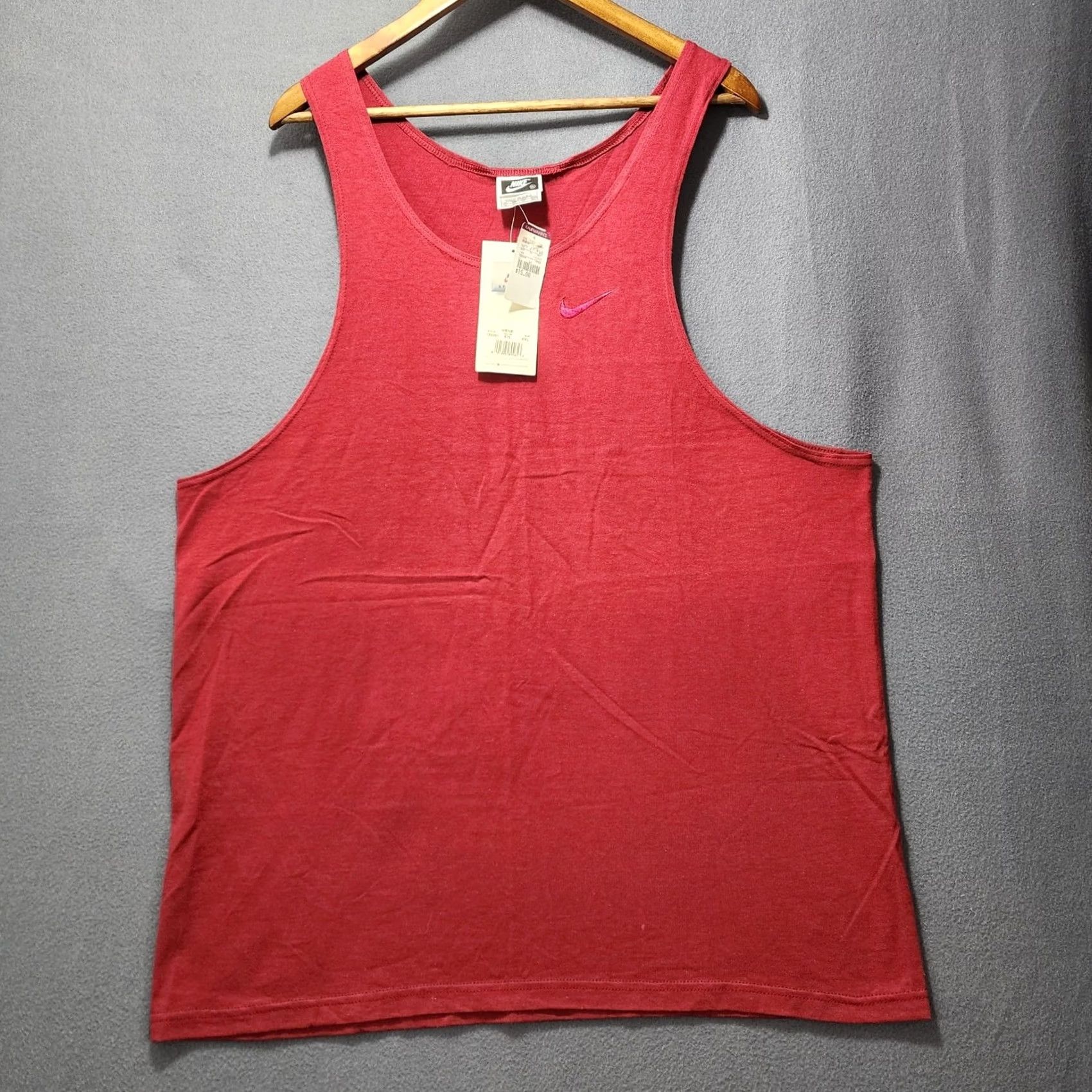 Nike VINTAGE Nike Mens Tank Top XXL Maroon Cotton Embroidered Logo Deadstock Made USA 90s Logo Mens Tank Top XL? Size US XXL / EU 58 / 5 - 2 Thumbnail