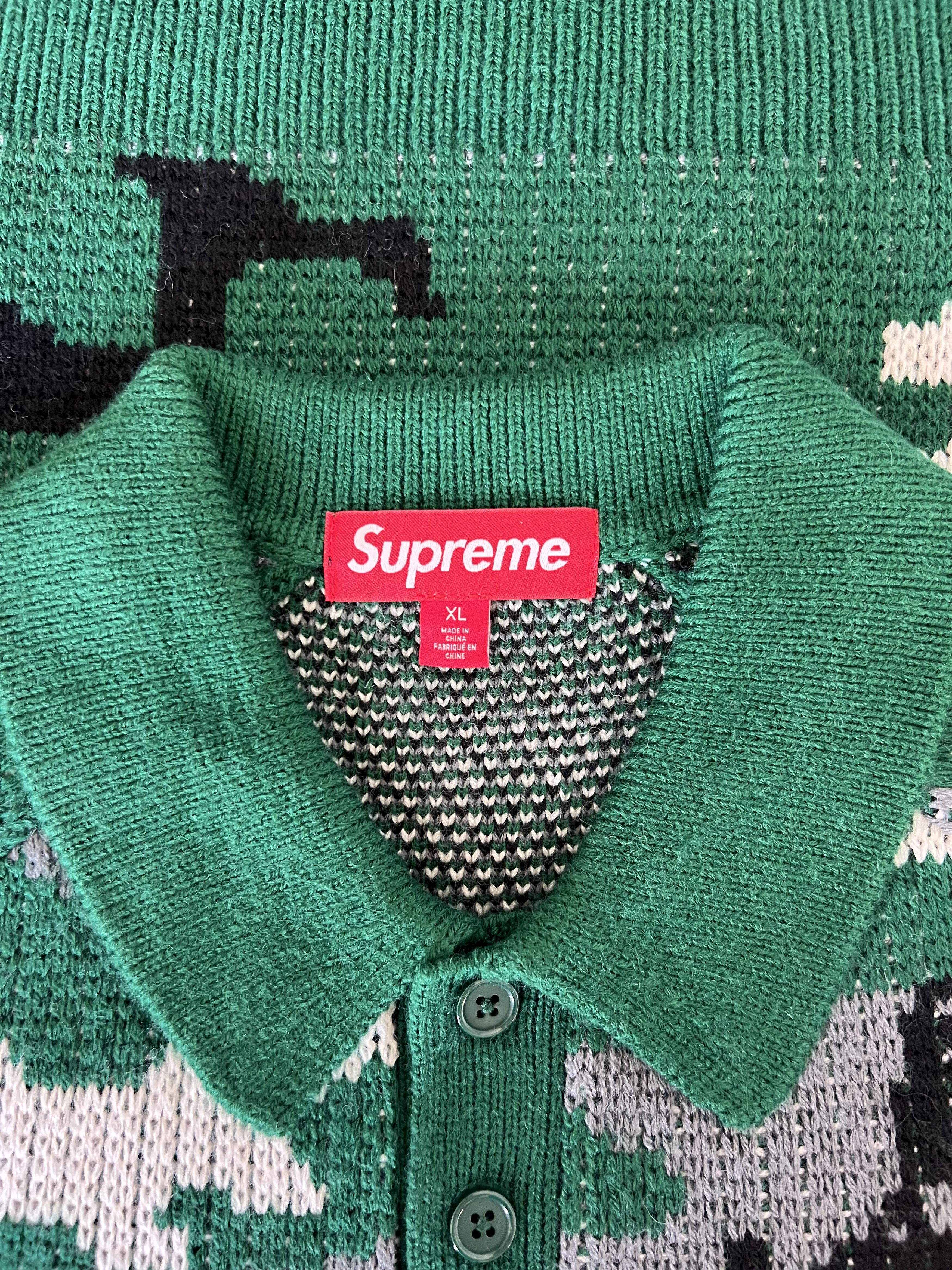 Supreme Supreme Small Box Logo Polo Sweater in Green Camo Size US XL / EU 56 / 4 - 7 Thumbnail