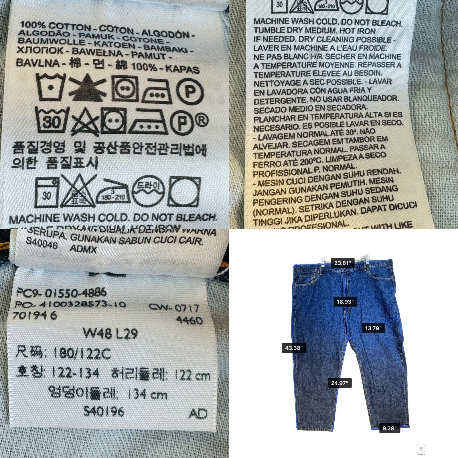 Levi's Levi's 550 Jeans Mens 48x29 Blue Medium Wash Relaxed Tapered Denim Zip Fly Jeans Boys Mens Womens Size US 32 / EU 48 - 8 Thumbnail