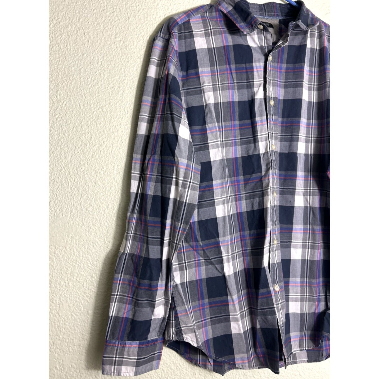 Banana Republic Banana Republic Men's L Gray Black Plaid Button-Up Shirt Grant Fit Long Sleeve Cotton Size US L / EU 52-54 / 3 - 2 Thumbnail