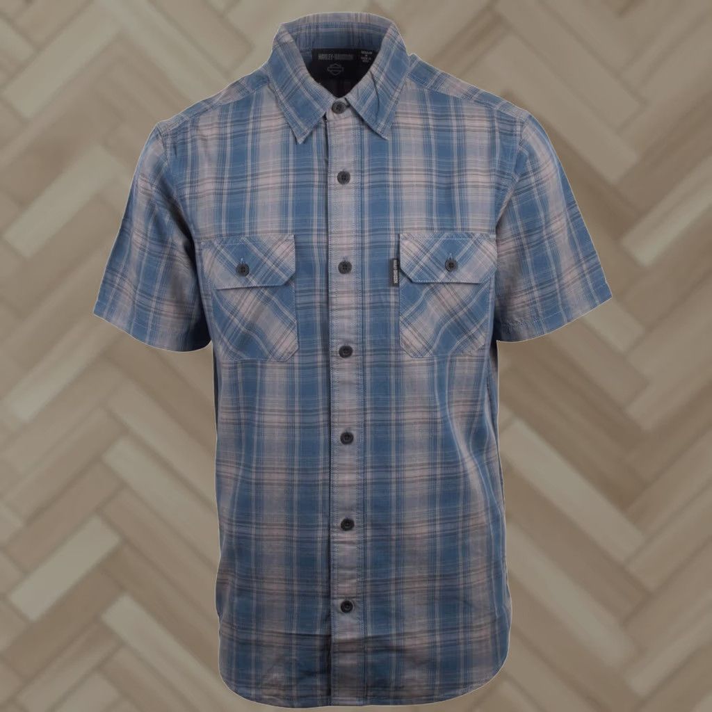 Harley Davidson Harley-Davidson Shirt Mens S Variety Men Blue Grey Plaid Motor Amplifier Woven S38 Size US S / EU 44-46 / 1 - 1 Thumbnail