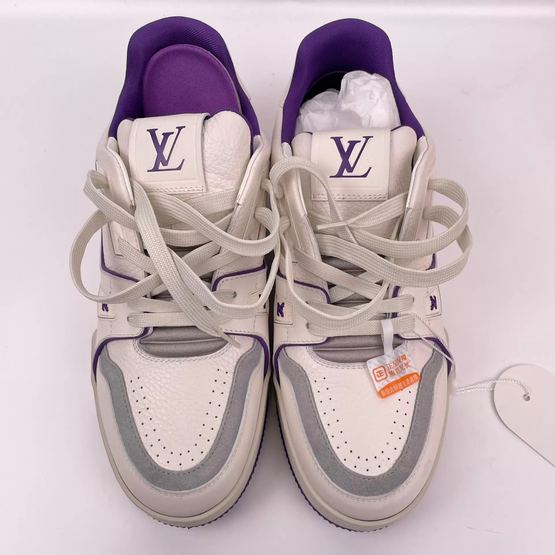 Louis Vuitton LV Trainer White Purple Cement 39 Size US 8.5 / IT 38.5 - 2 Thumbnail