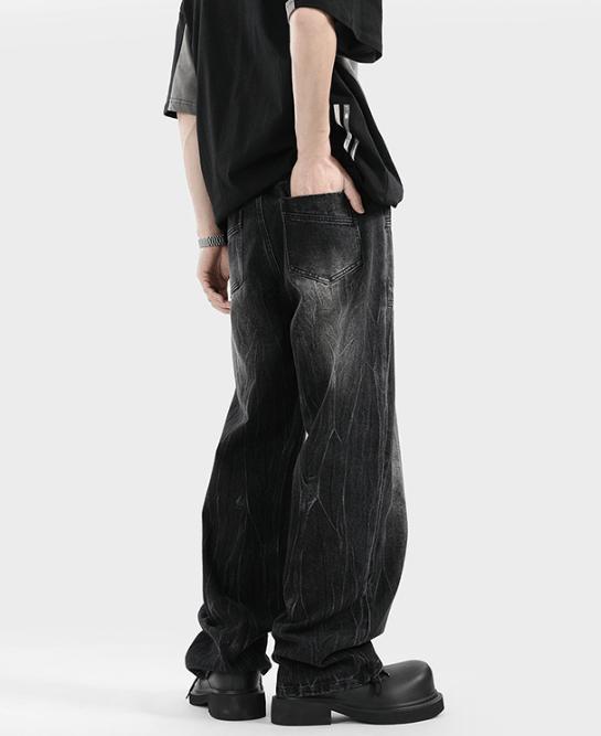 Japanese Brand × Jean High street lightning pattern trendy handsome straight jeans Size US 32 / EU 48 - 5 Thumbnail