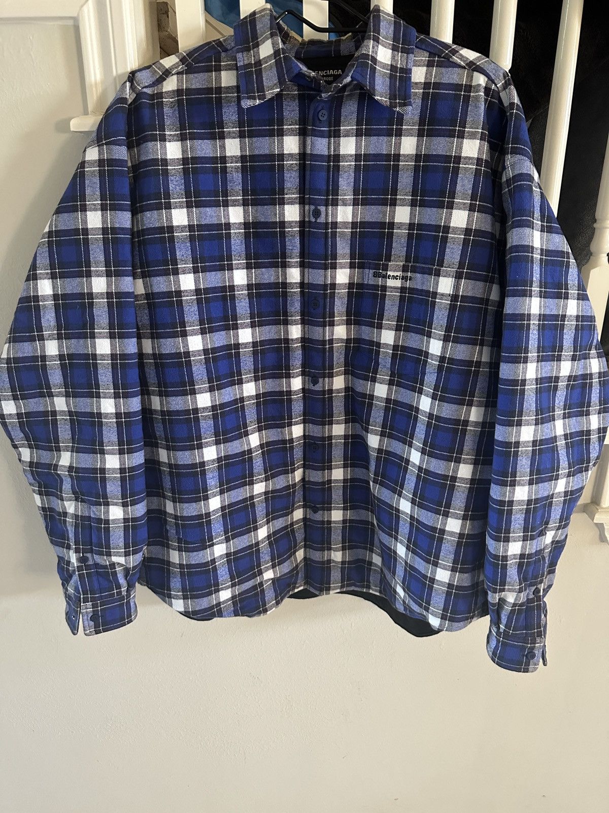 image of Balenciaga Flannel in Blue, Men's (Size XL)