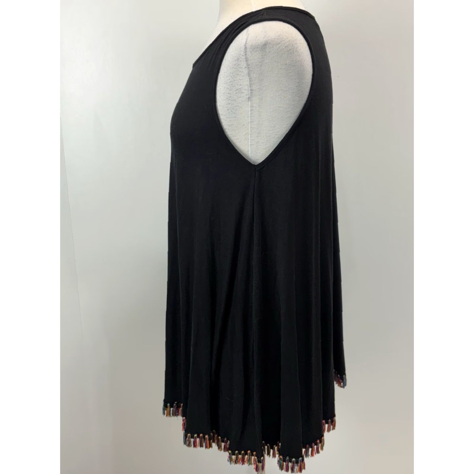 Vintage Judith March Swim Tank Top Shirt Sz Medium Black Tassel Fringe Hem Oversized Size M / US 6-8 / IT 42-44 - 2 Thumbnail