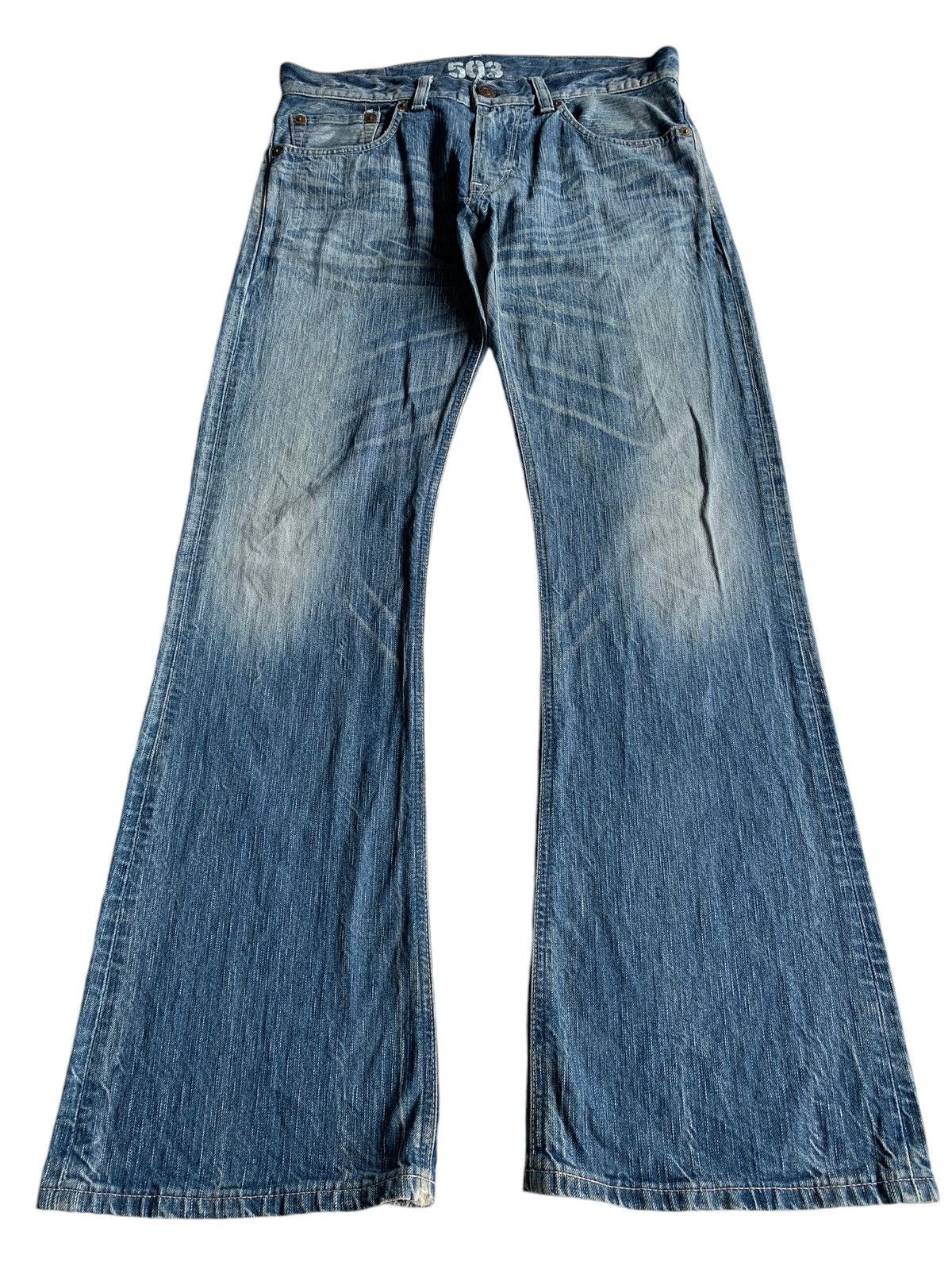 Edwin VINTAGE FLARE EDWIN 503 PUNK STYLE FADED AND RUSTY DENIM☠️🎌 Size US 34 / EU 50 - 5 Thumbnail