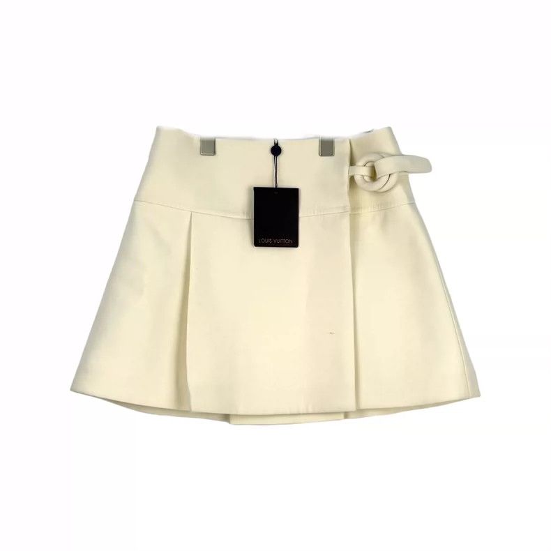 Louis Vuitton Louis Vuitton Milk White Wool Mulberry Silk Skirt 2505-Next Size 35" - 1 Thumbnail