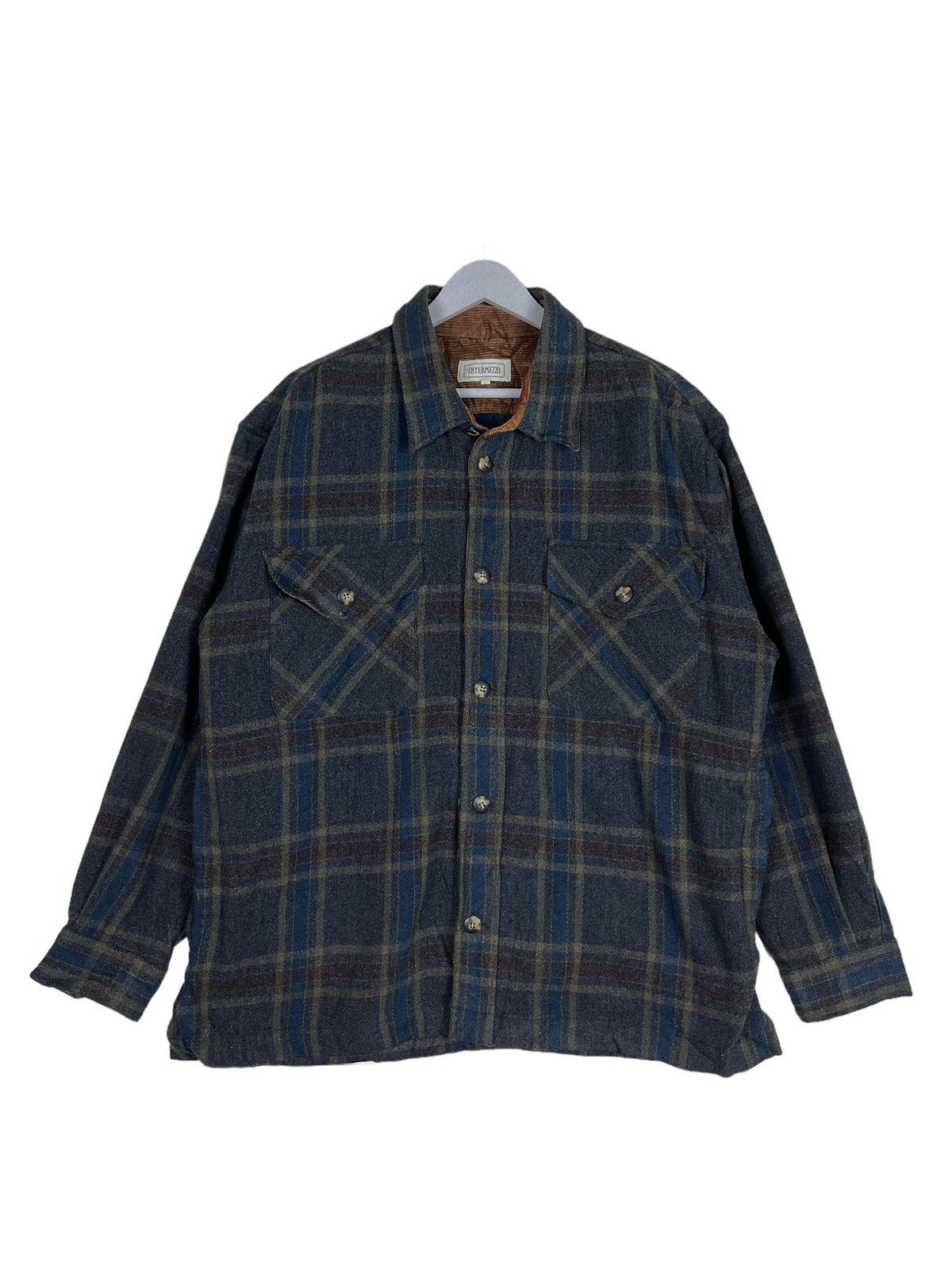 Issey Miyake 🔥 VINTAGE INTERMEZZO WOOL PLAID SHADOWS CPO JACKET Size US L / EU 52-54 / 3 - 4 Thumbnail
