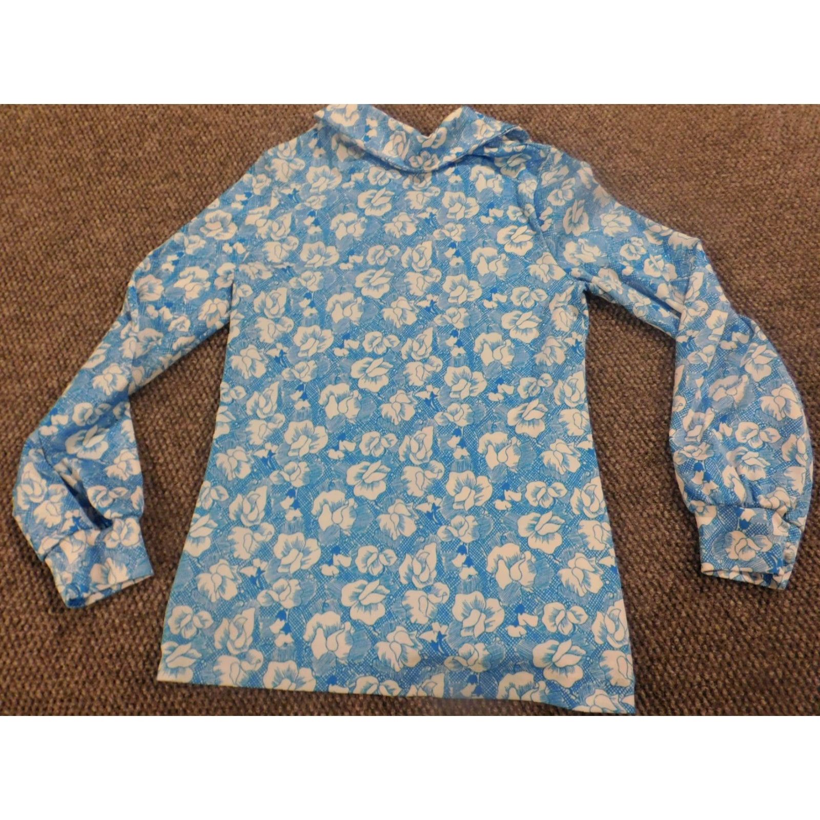 Vintage Aileen Blouse L Womens Blue Floral Long Sleeve Button Down Pullover Casual Rayon Polyester Lightweight Regular Modern Basic Mens? Size L / US 10 / IT 46 - 7 Thumbnail