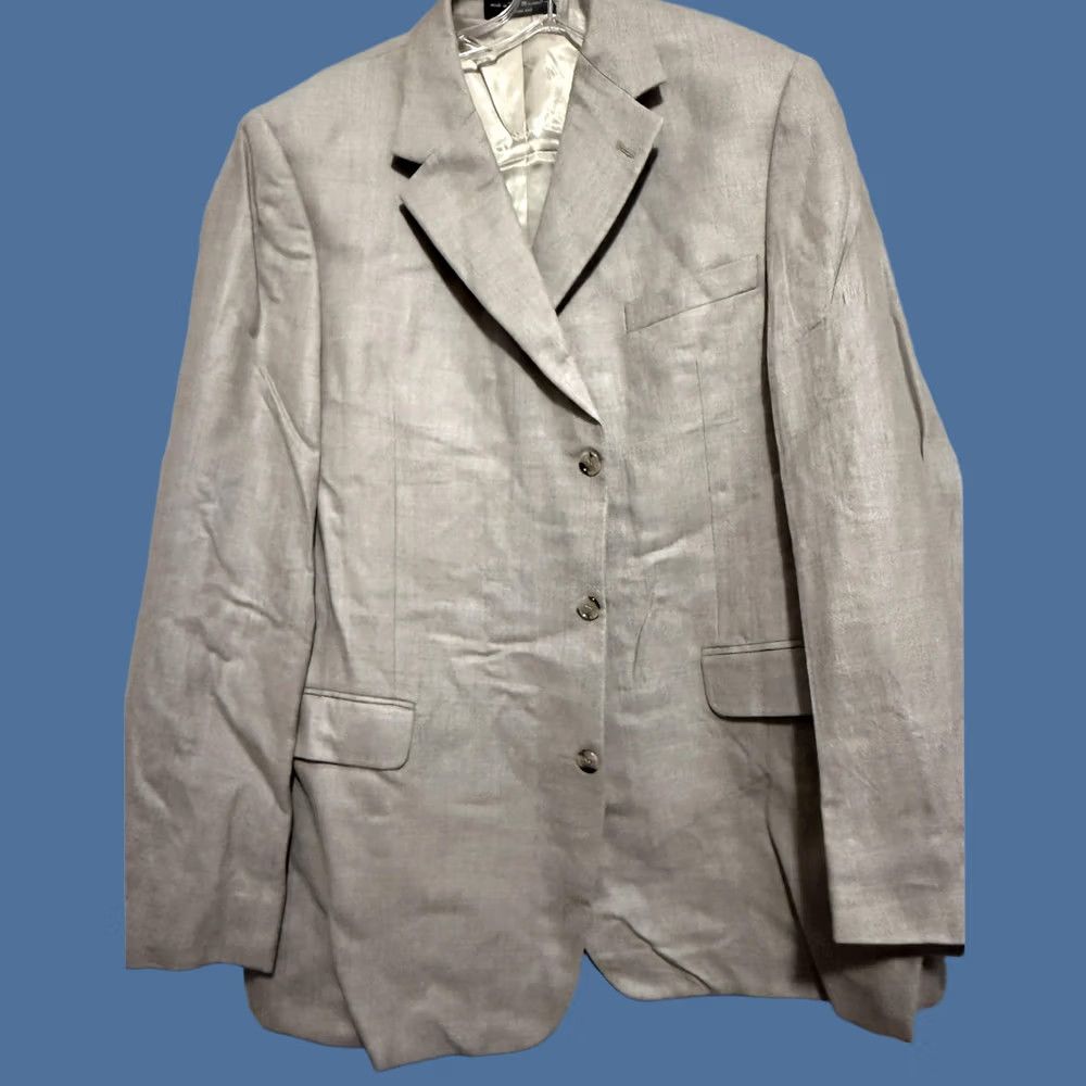 Vintage Gianfranco Ruffini Blazer Sport Coat Mens 48 Beige Silk Wool 3 Button Jacket Size 48R - 1 Thumbnail