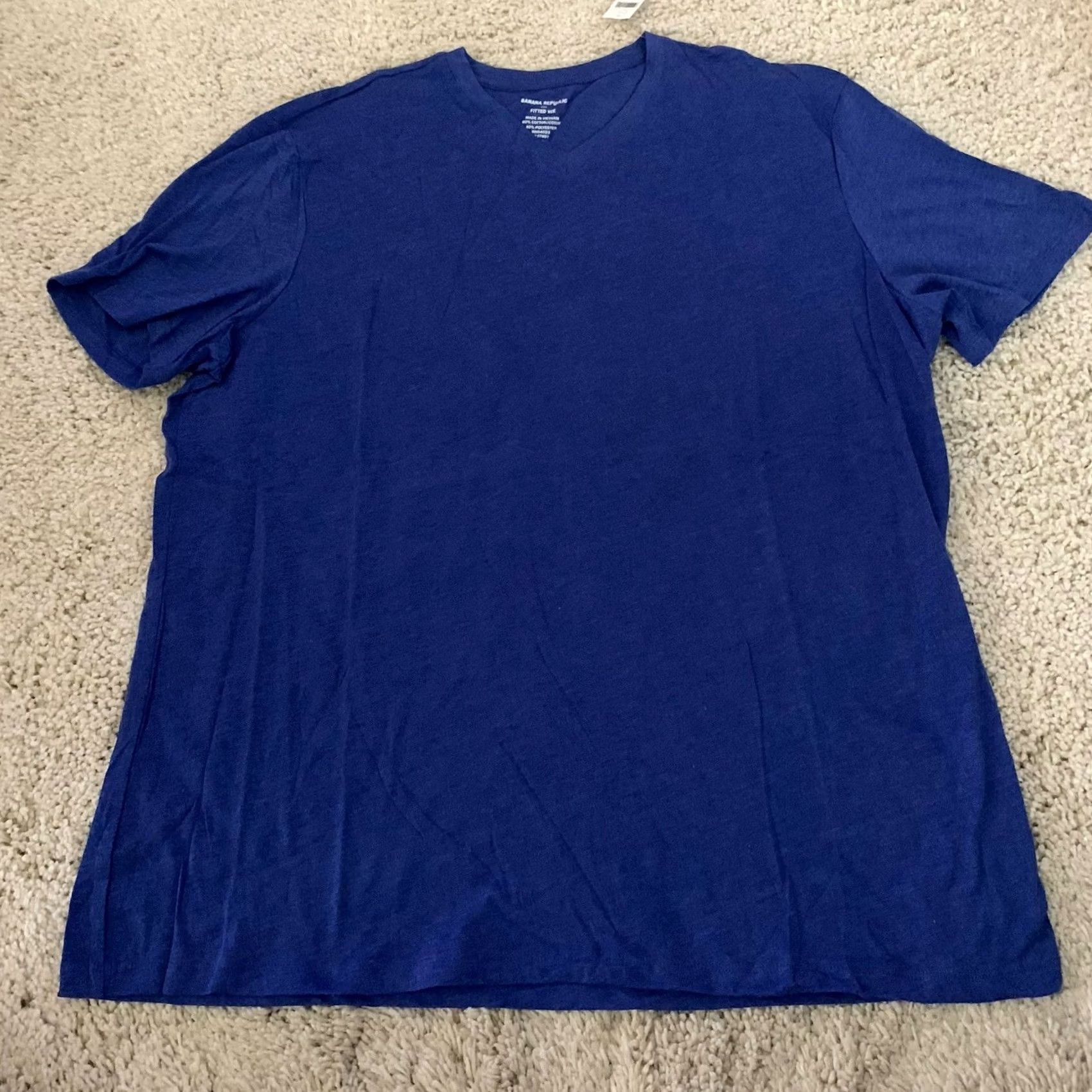 Banana Republic Banana Republic T-Shirt Men XXL Blue V-Neck Short Sleeve Cotton Blend Shirts Regular Fit Crew Neck Size US XXL / EU 58 / 5 - 4 Thumbnail