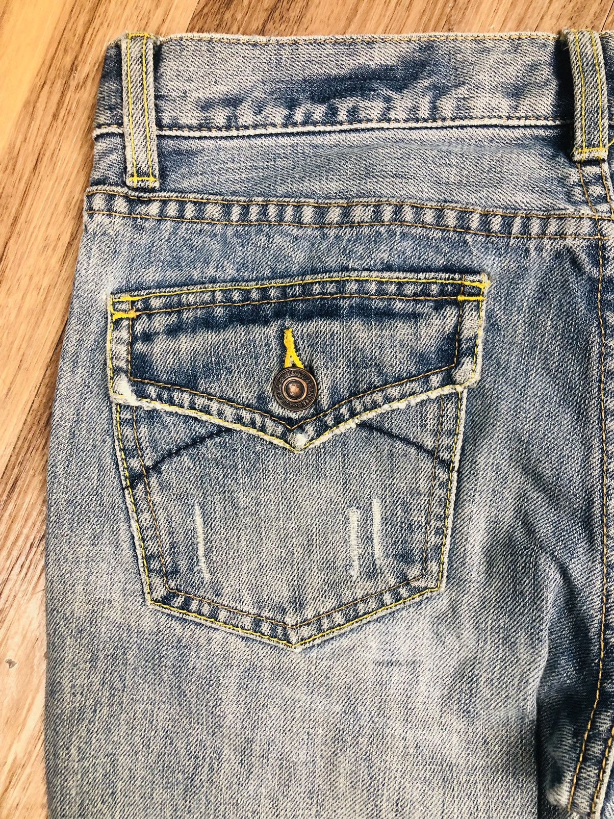 Le Grande Bleu (L.G.B.) Harvest Boom Y2K Ripped Flare Jeans (40) Size 28" / US 6 / IT 42 - 17 Thumbnail