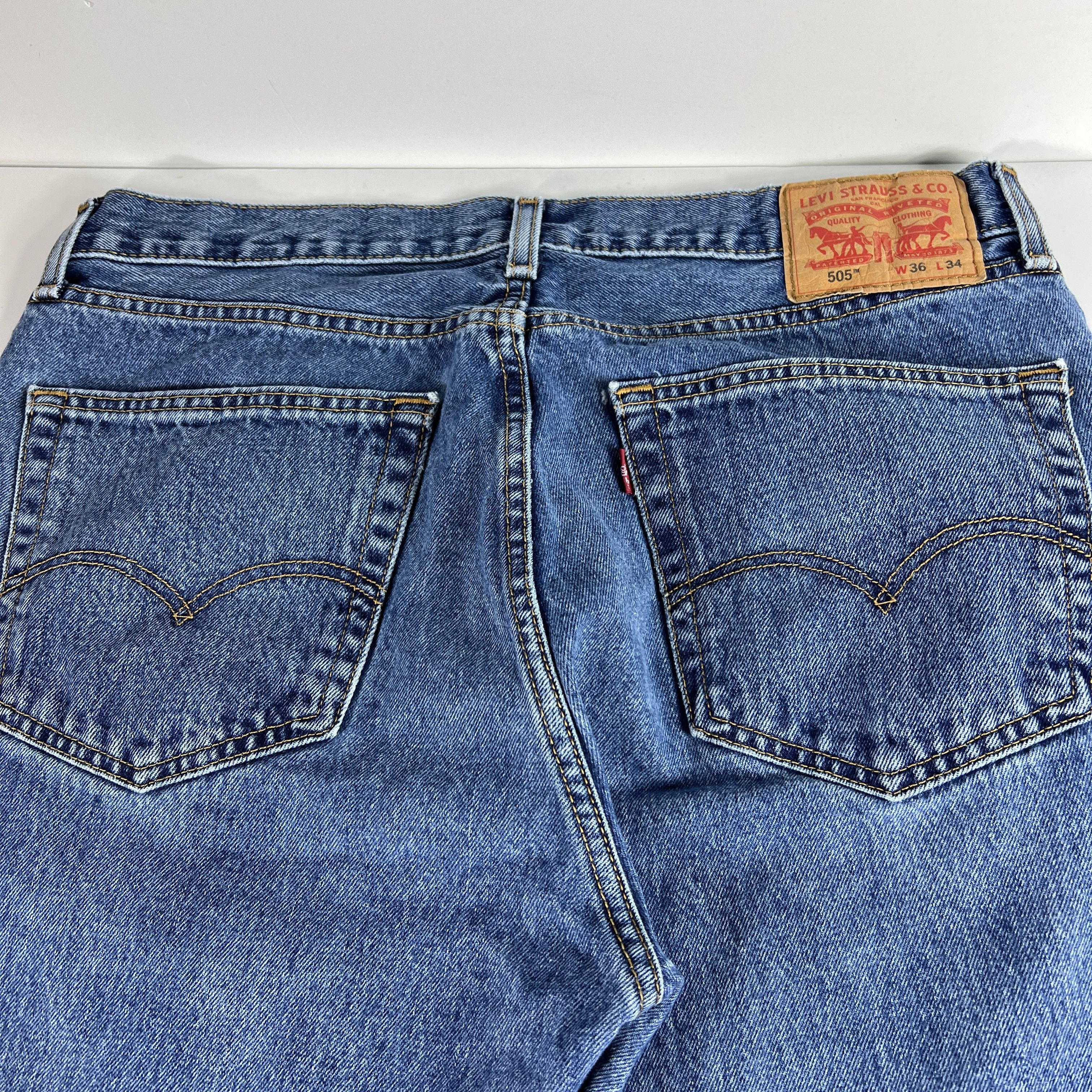 Levi's Levi's Jeans 505 Regular Straight Blue Faded Cotton Denim Size US 36 / EU 52 - 12 Thumbnail