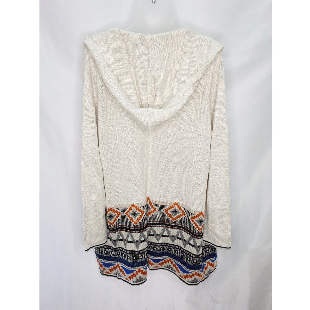 Other Cream Color Aztec Design Open Front Hooded Long Sweater Size XL / US 12-14 / IT 48-50 - 2 Thumbnail