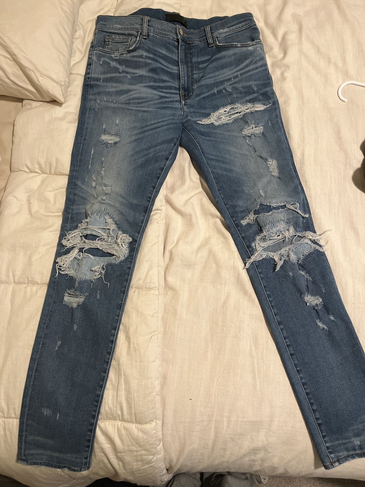 image of Blue Rip Knee Amiri Jeans, Men's (Size 36)