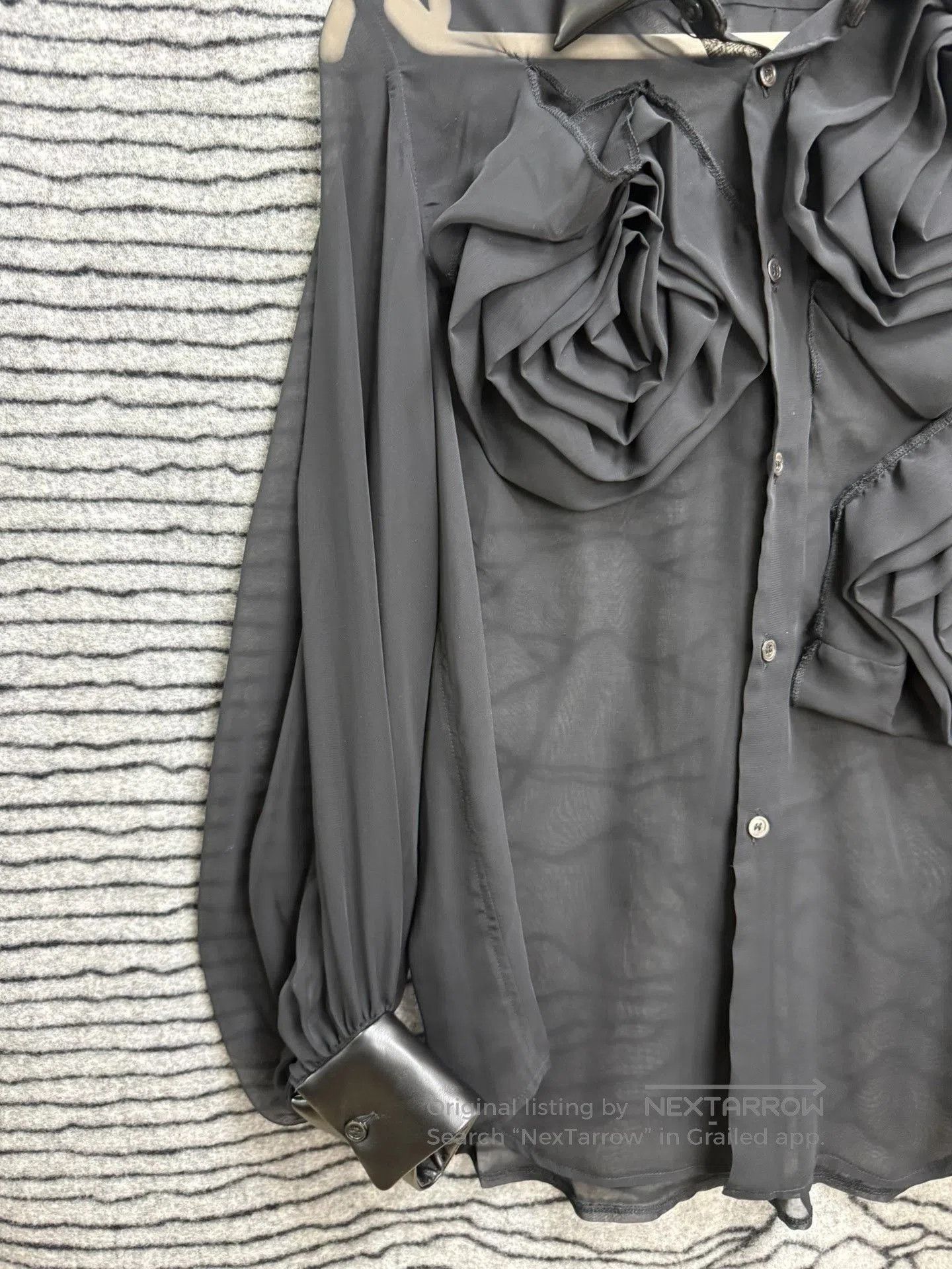 Comme des Garcons Comme des Garcons Rose Mesh Leather Collar Shirt. Size S / US 4 / IT 40 - 2 Thumbnail
