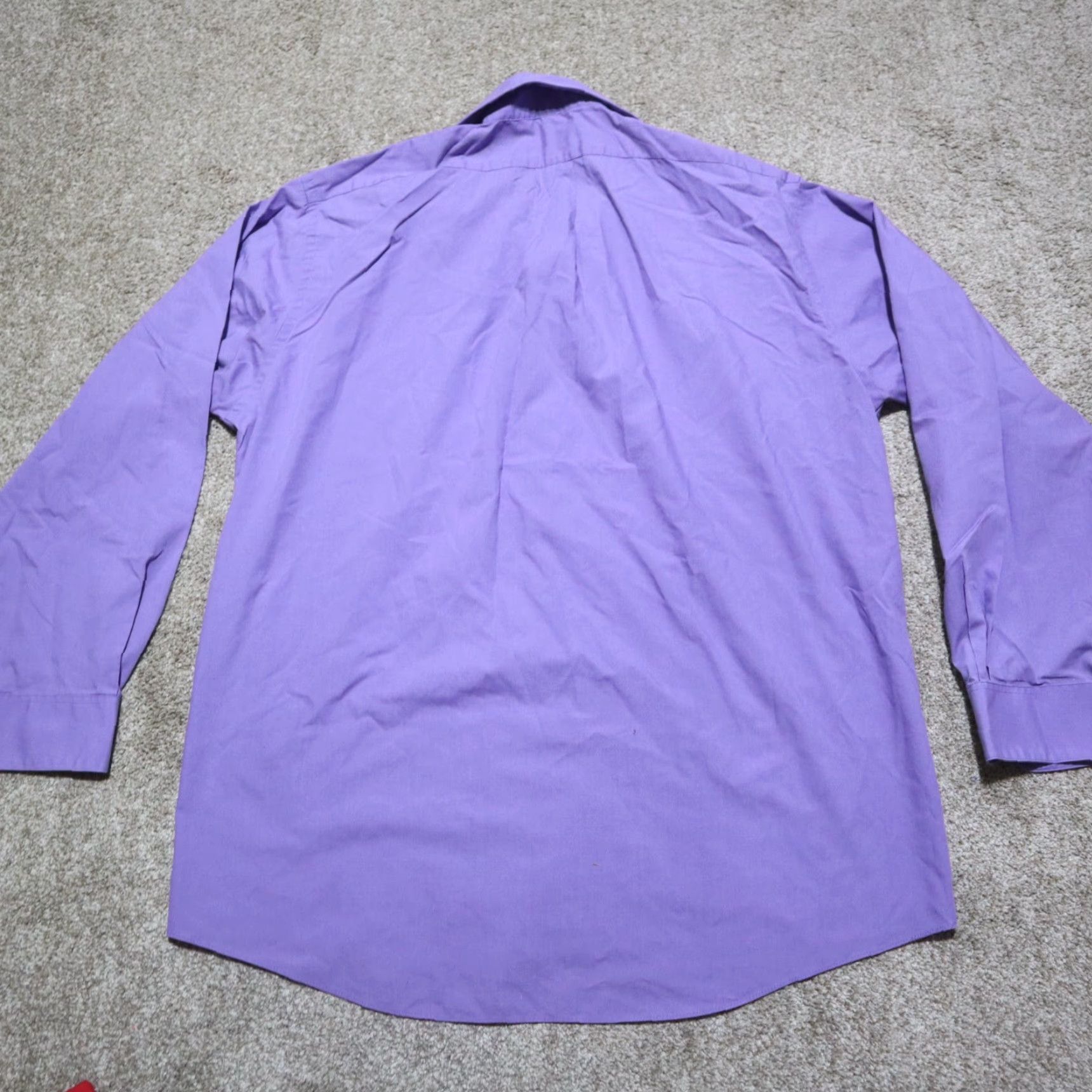 Van Heusen Van Heusen Shirt Button-Up Adult Men 17 Purple Long Sleeve Solid Cotton Blend 17 34/35 Size US XL / EU 56 / 4 - 8 Thumbnail