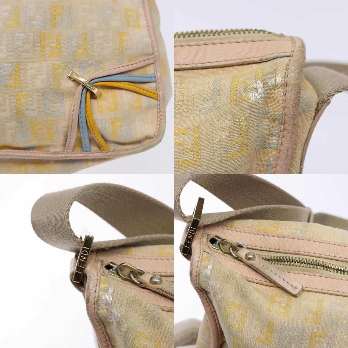Fendi FENDI Zucchino Canvas Shoulder Bag Beige Gold Size ONE SIZE - 11 Thumbnail