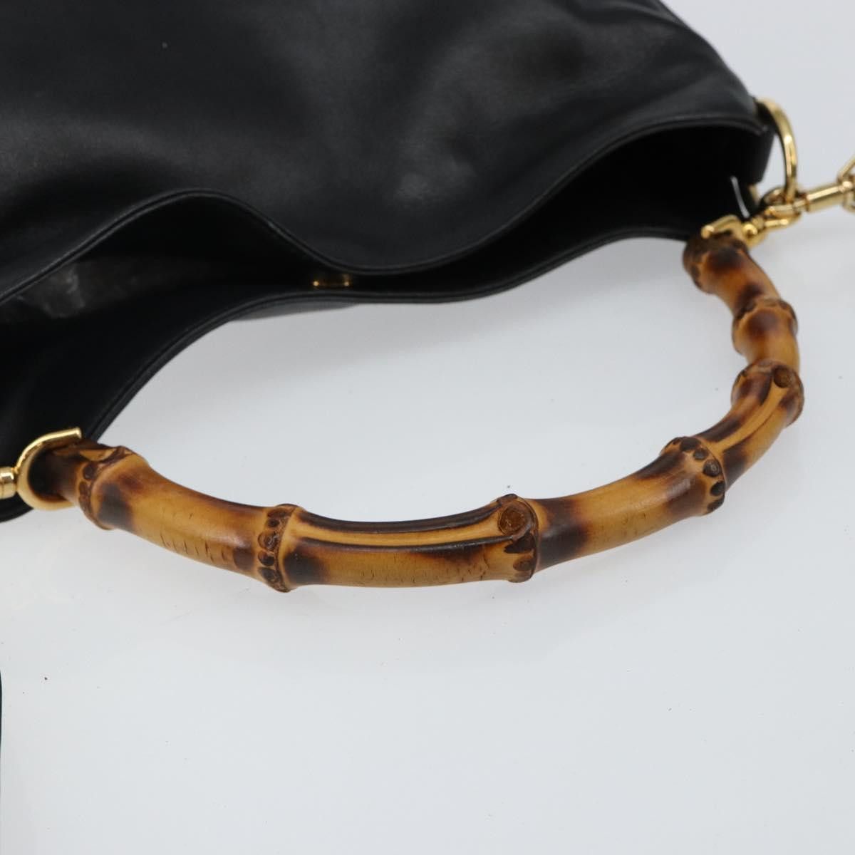 Gucci GUCCI Bamboo Handbag Leather Black Gold 001 001 Size ONE SIZE - 7 Thumbnail