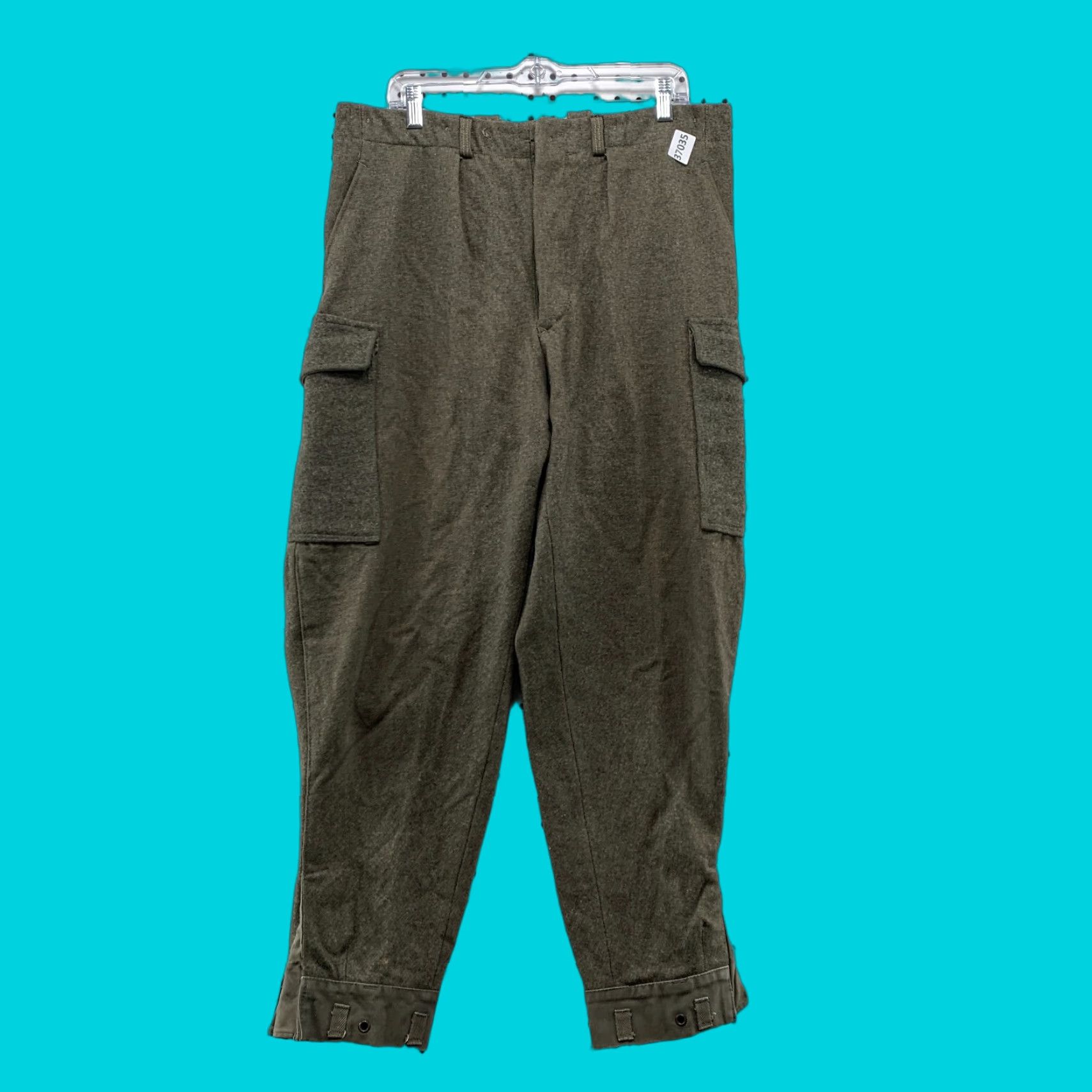 VINTAGE CBV Karlskrona Wool Swedish Military Pants Mens 34x29 Gray Wool Army Trouser Straight Front 30in Inseam Mens Regular