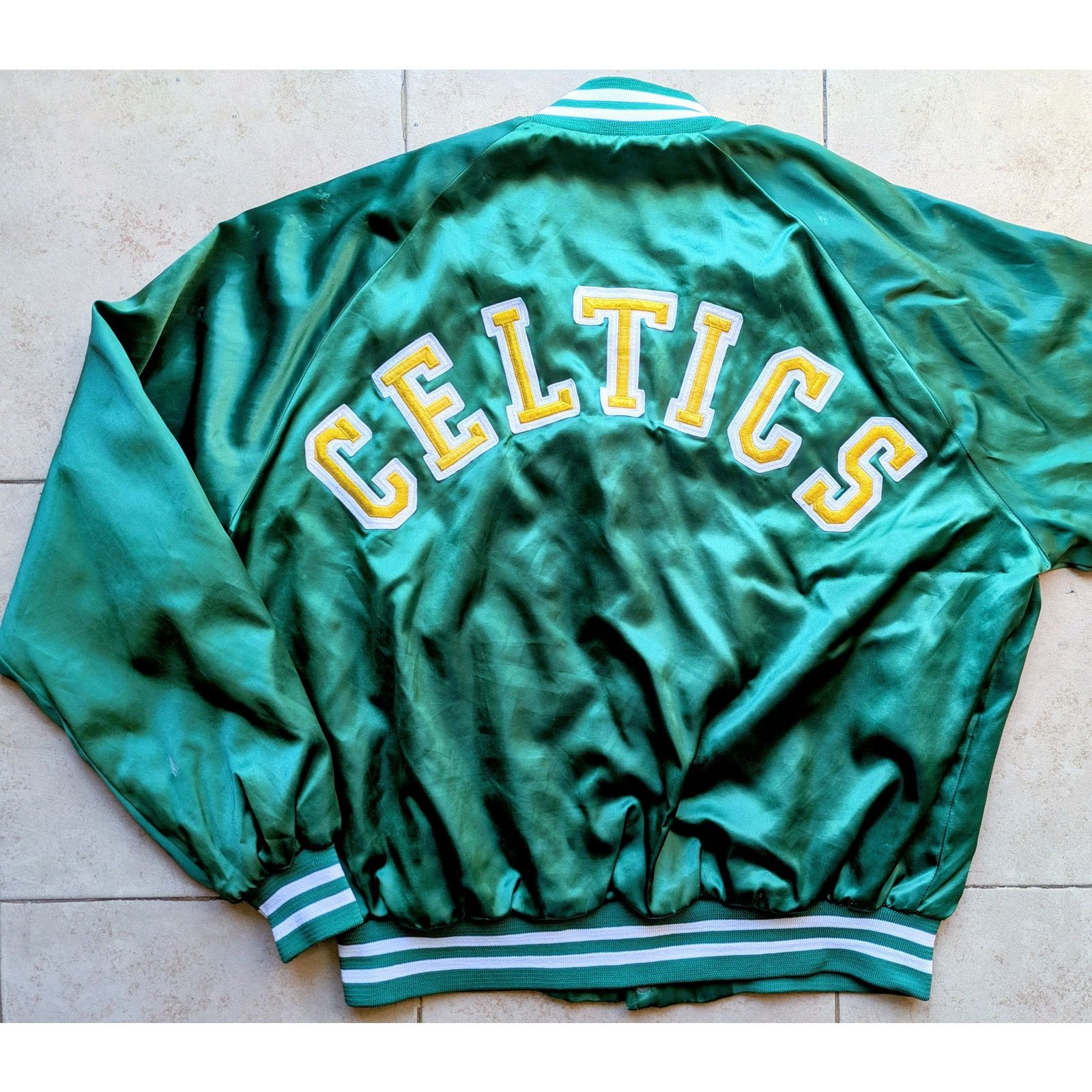 NBA × Starter Boston Celtics 80s CHALK LINE satin bomber L NBA vtg St Pats Size US XL / EU 56 / 4 - 1 Thumbnail