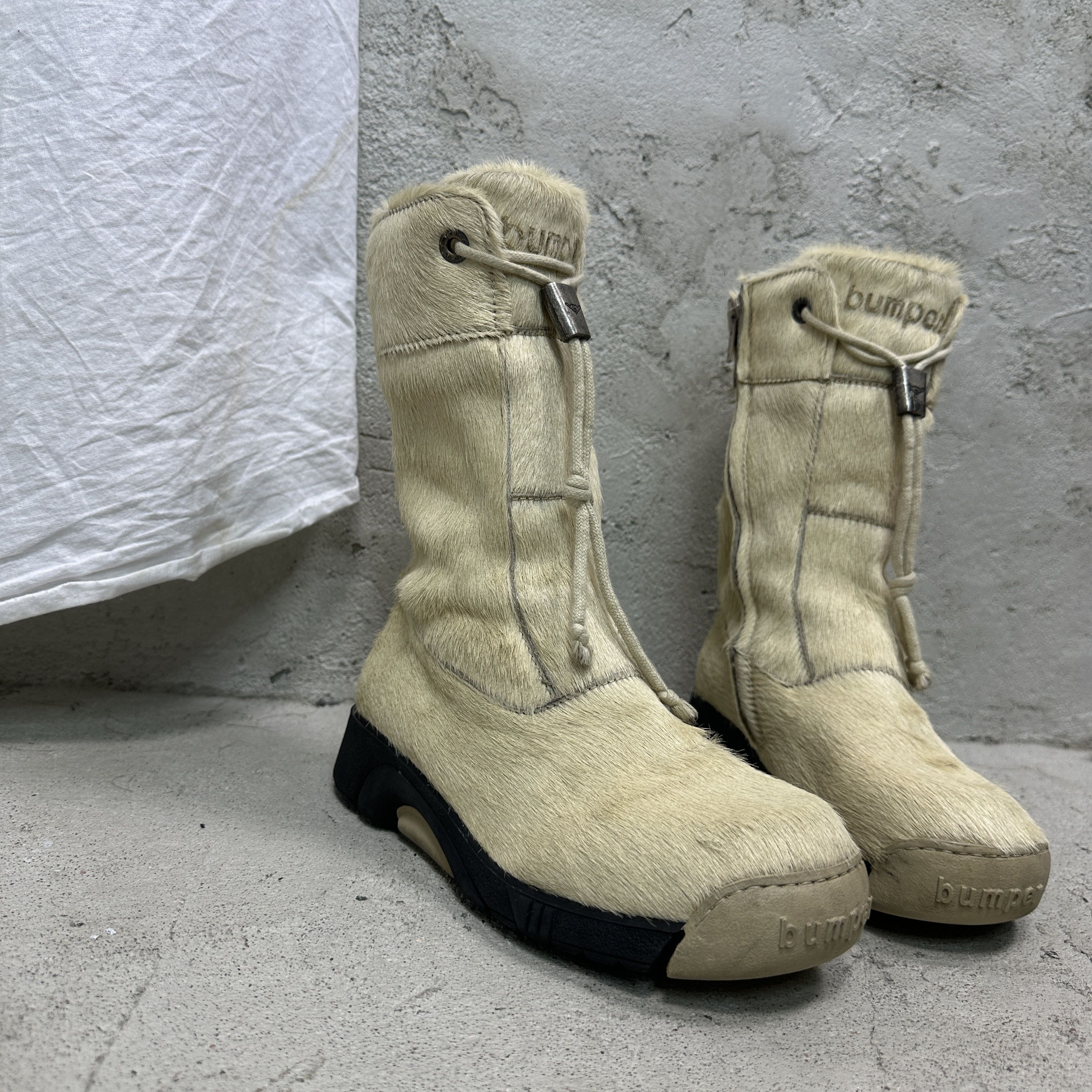 Vintage Vintage Leather Pony Hair Bumper Cream Snow Boots Y2K Size US 6 / IT 36 - 3 Thumbnail