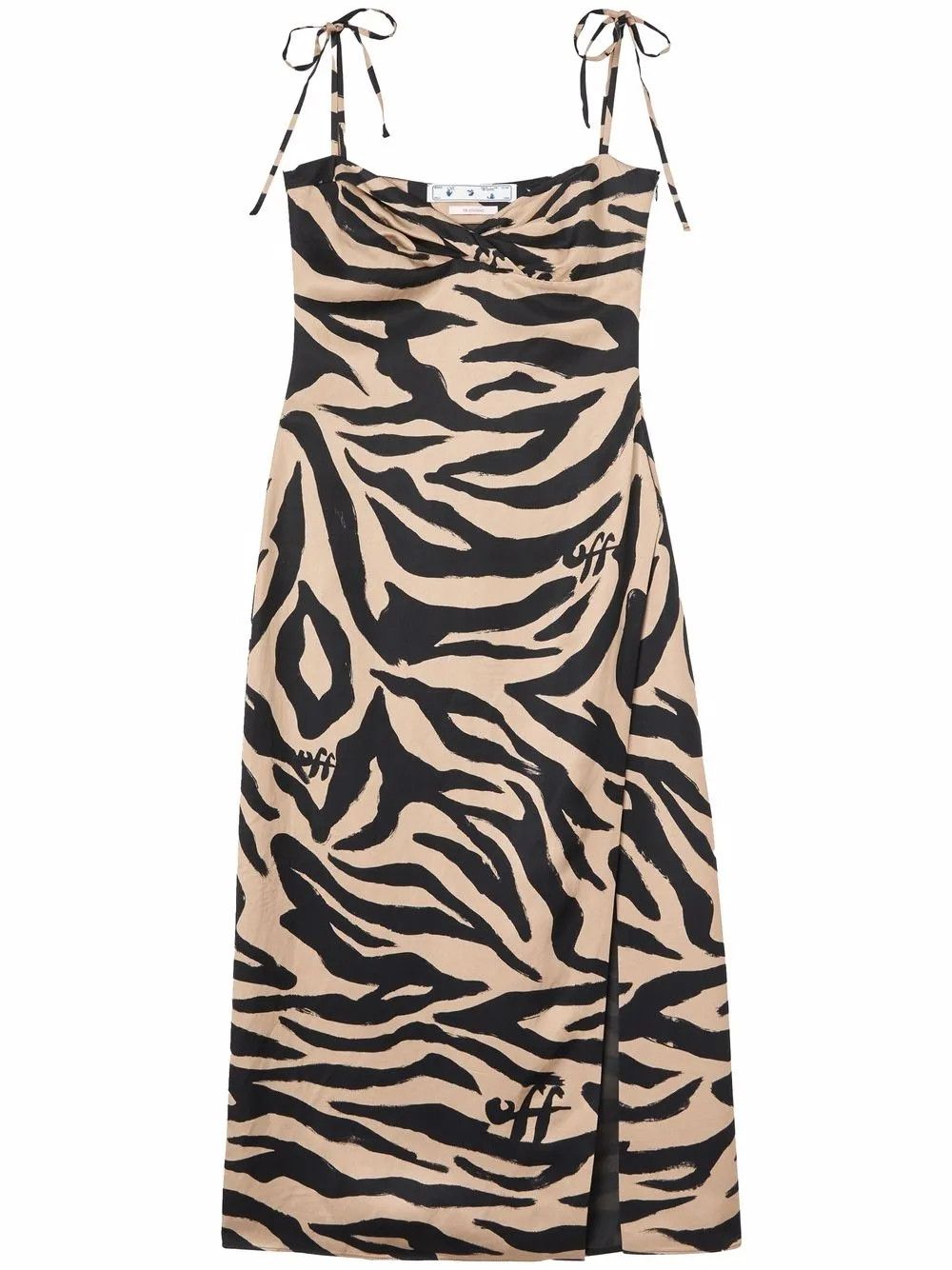 Off-White o1y1125 Midi Dress in Beige/Black Size S / US 4 / IT 40 - 1 Thumbnail