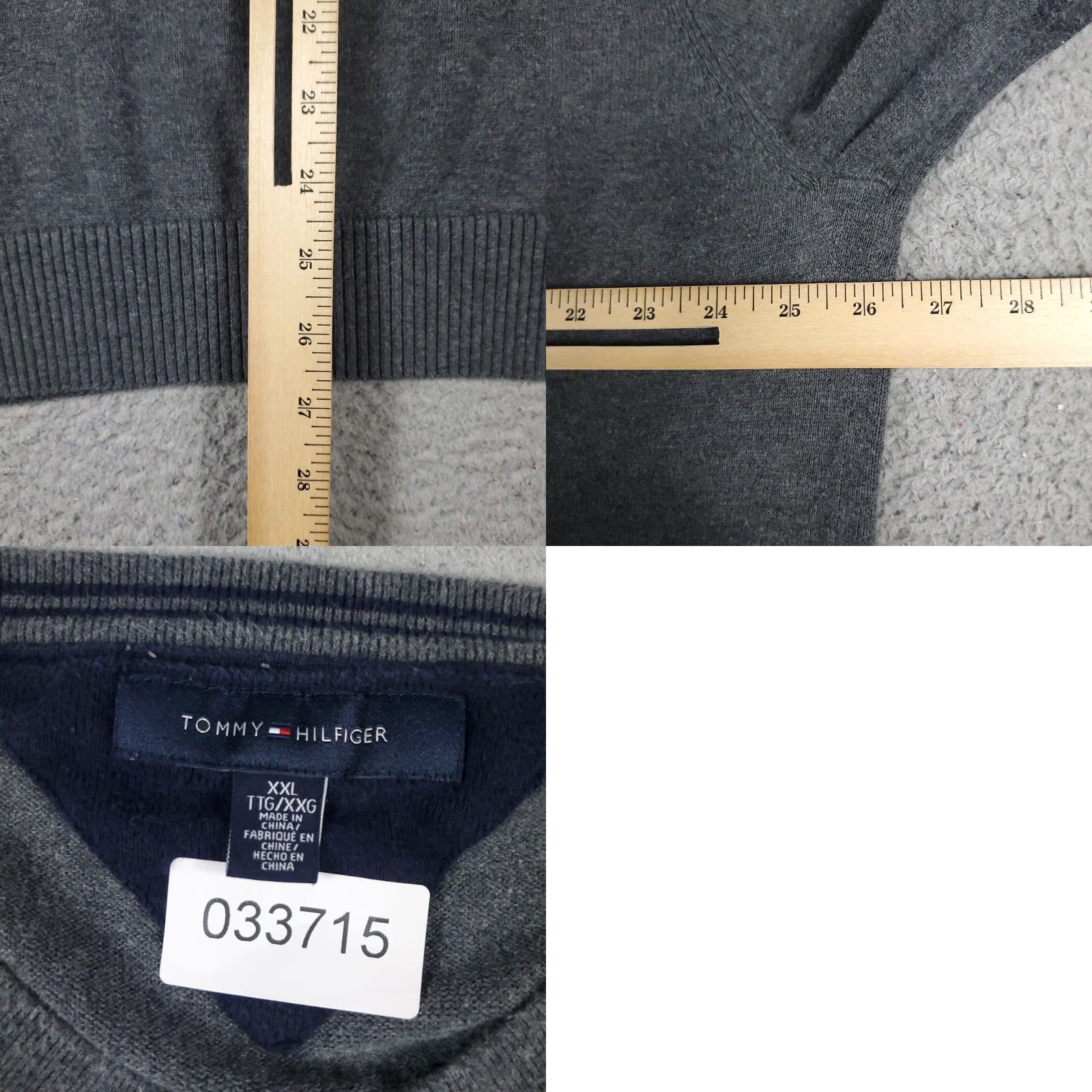 Tommy Hilfiger VINTAGE Tommy Hilfiger Sweater Men's 2XL Pullover V-Neck Gray Casual Knit Logo Fall Winter Men's Size US XXL / EU 58 / 5 - 8 Thumbnail