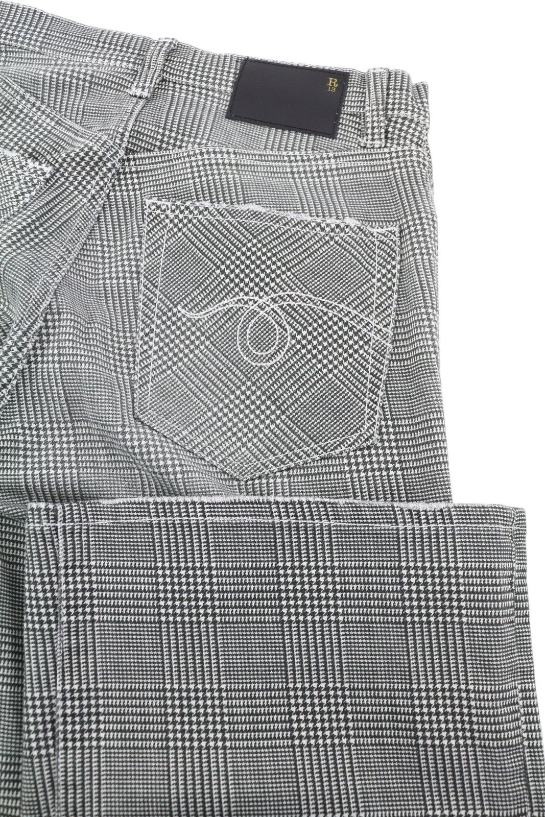R13 JANE 27 Printed Glen Plaid Straight Flared Stretch 85827 Size 27" / US 4 / IT 40 - 6 Thumbnail